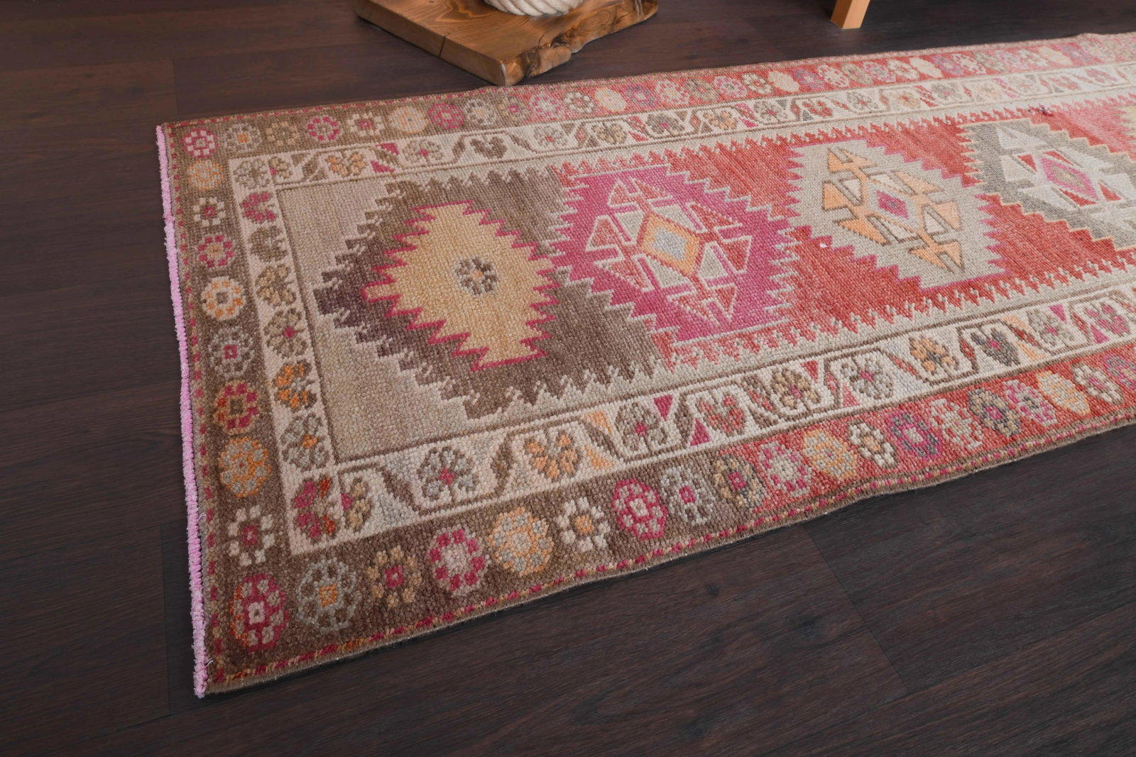1970s Vintage Turkish Hand-Knotted Wool Cotton Red Runner Rug - 8