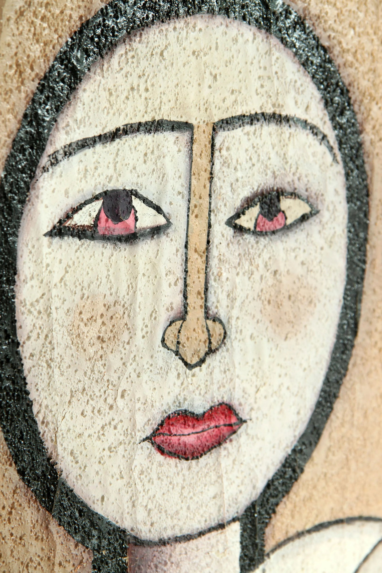 1980's Postmodern Acrylic on Board Painting of Faces - 4