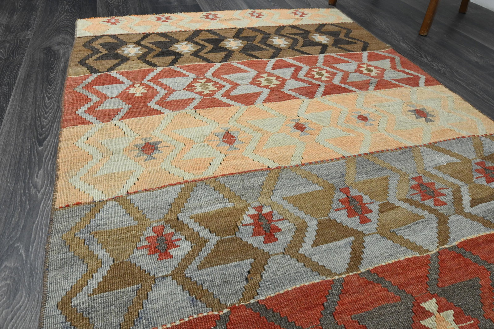 1970s Vintage Turkish Oushak Handmade Wool Cotton Pink Runner Rug - 5