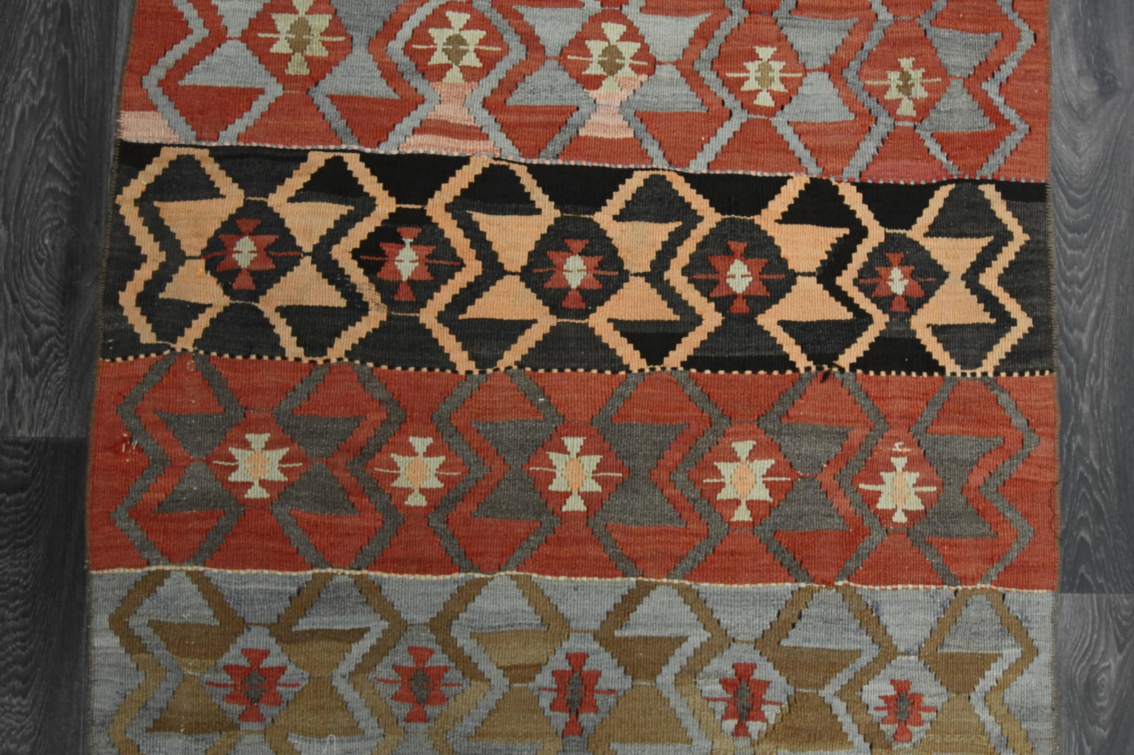 1970s Vintage Turkish Oushak Handmade Wool Cotton Pink Runner Rug - 7