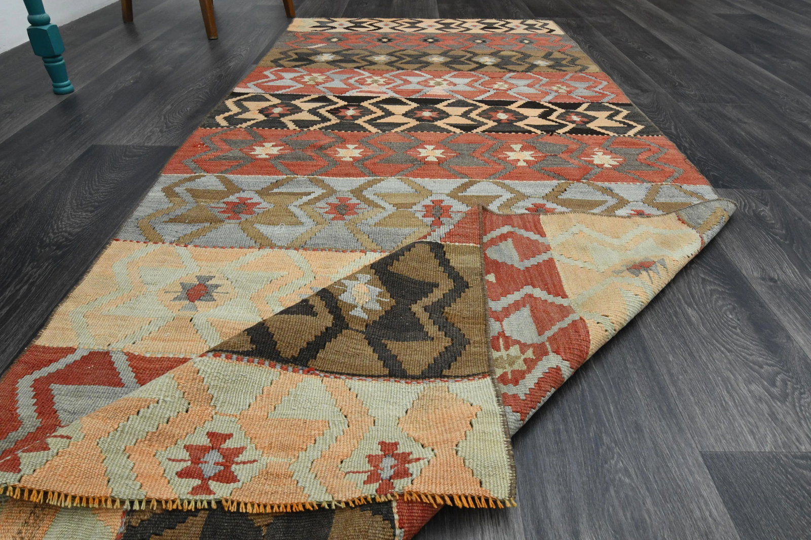 1970s Vintage Turkish Oushak Handmade Wool Cotton Pink Runner Rug - 9