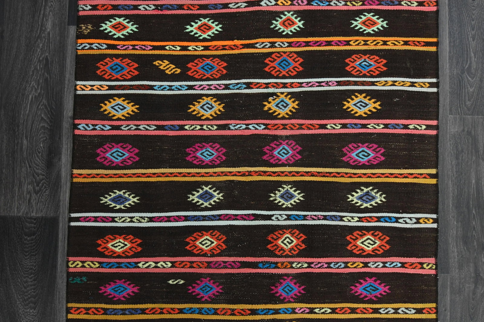 1970s Vintage Turkish Oushak Handmade Wool Cotton Brown Runner Rug - 7