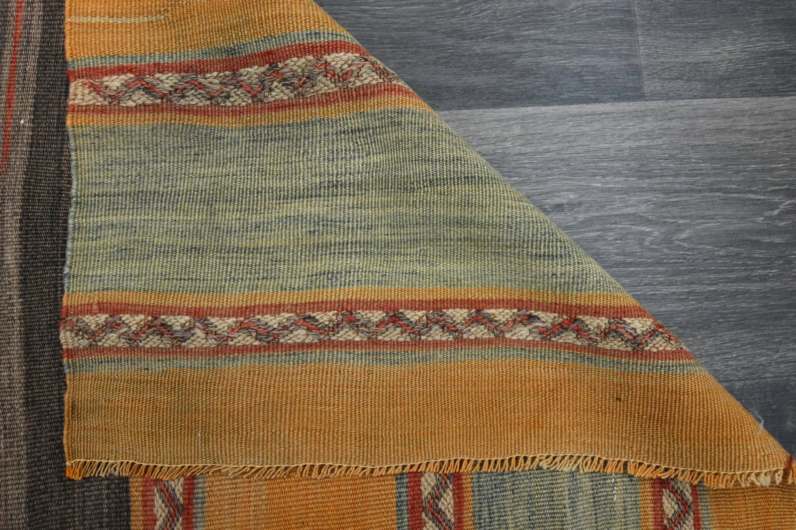 1970s Vintage Turkish Oushak Handmade Wool Cotton Orange Runner Rug - 10