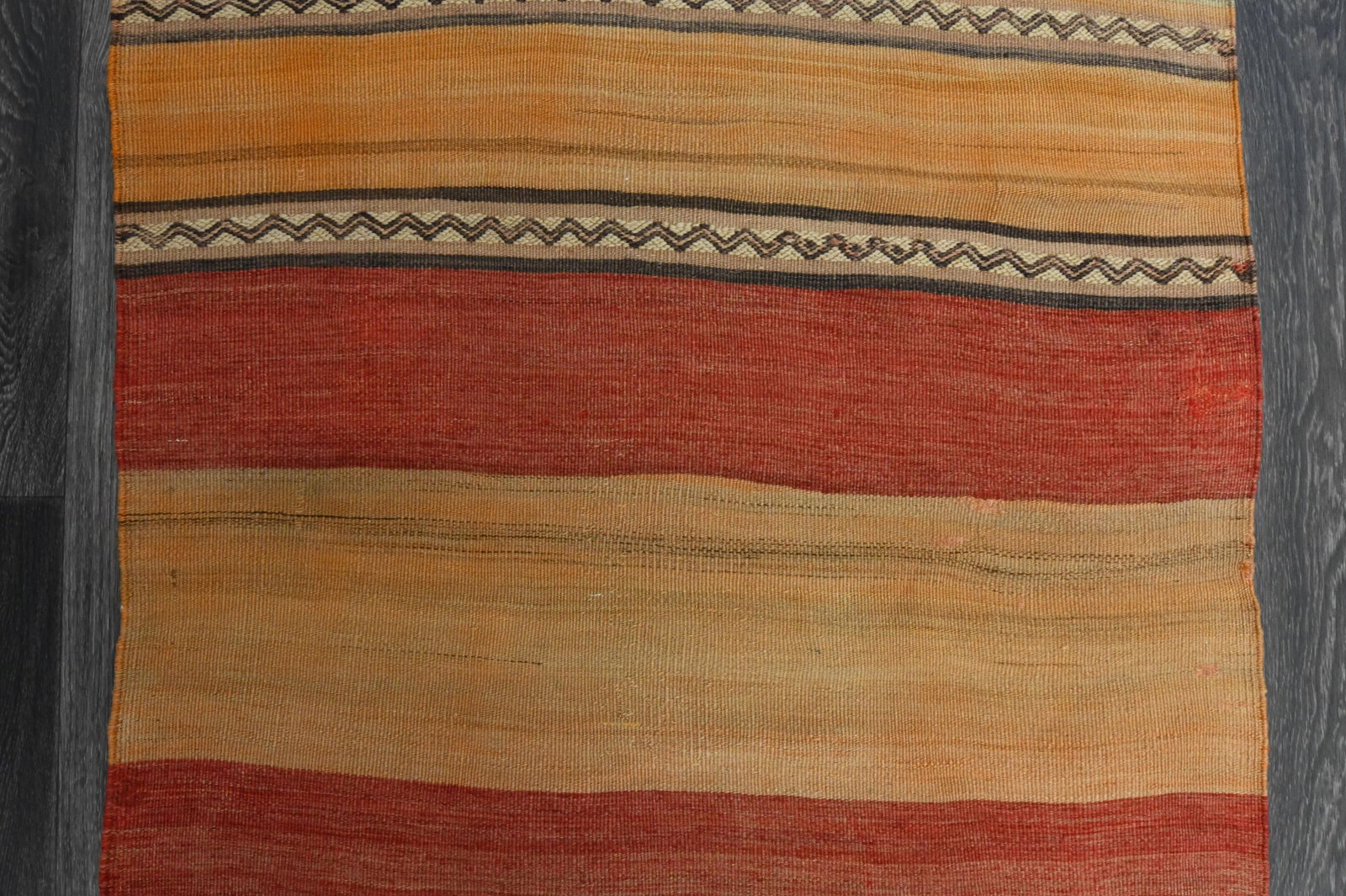 1970s Vintage Turkish Oushak Handmade Wool Cotton Orange Runner Rug - 7