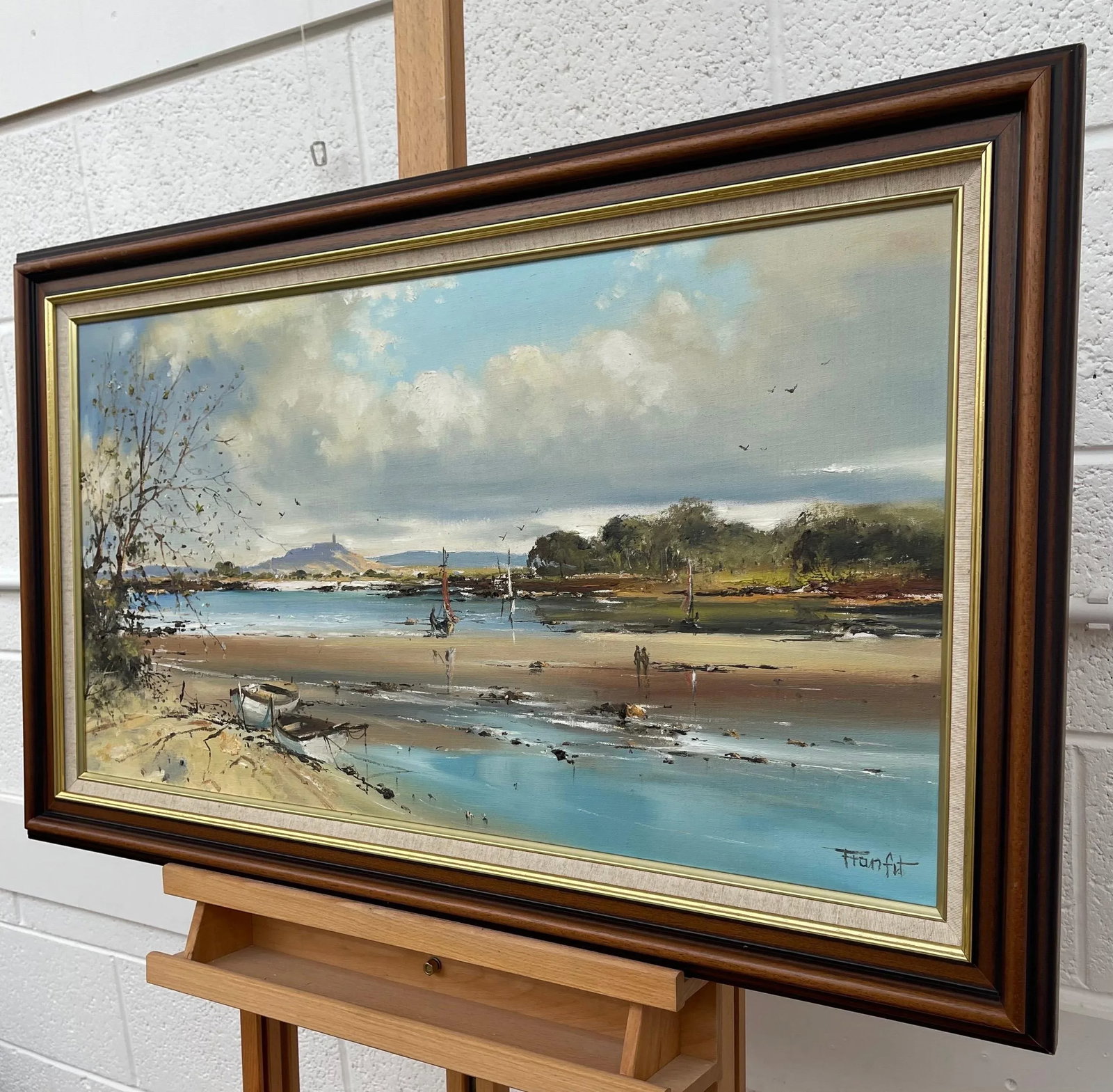 Frank Fitzsimons, Ireland Seascape Landscape with Boats & Figures by Contemporary Irish Artist, 1985 - 9