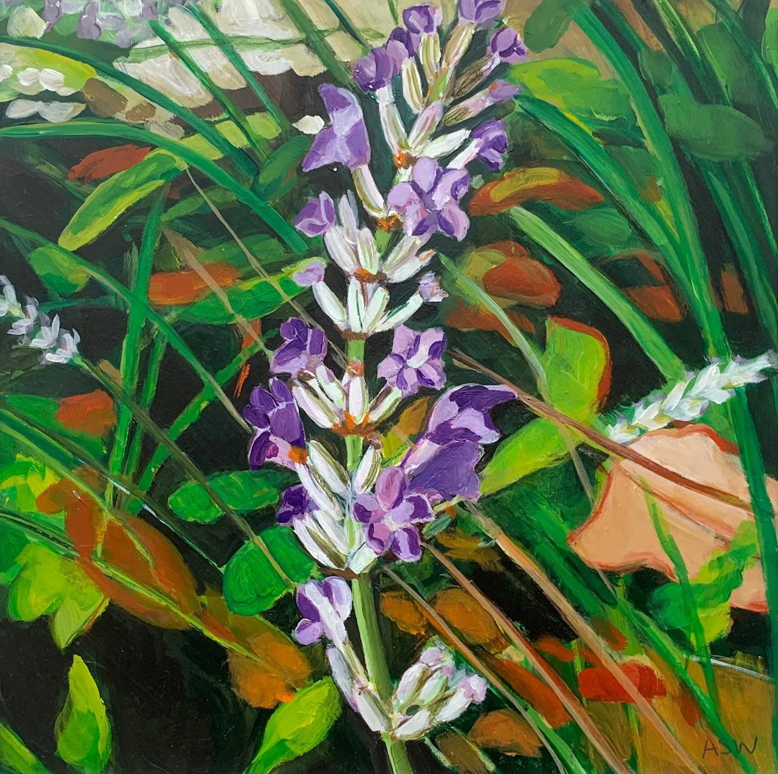 Wild Flowers in English Country Garden Colourful Painting by British Artist - 2