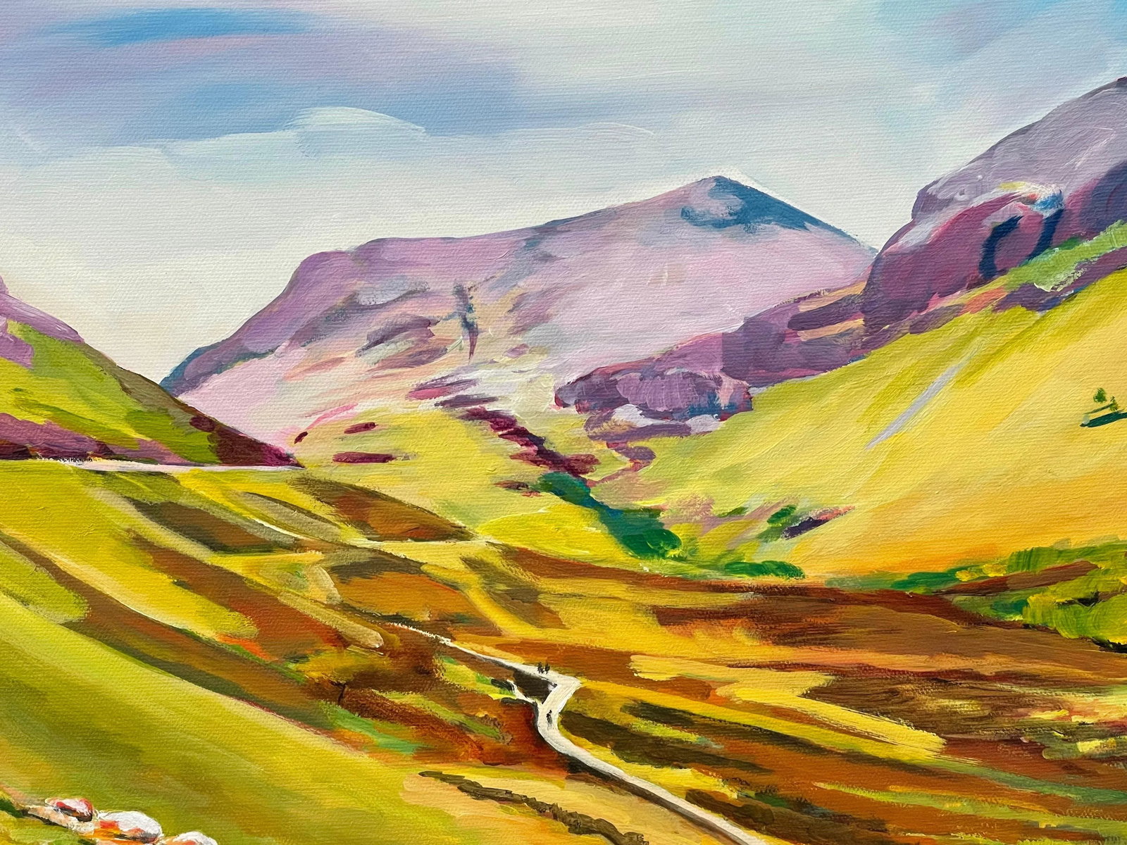 Colourful Green & Purple Abstract Landscape Painting of the Scottish Highlands by Contemporary Artis - 10