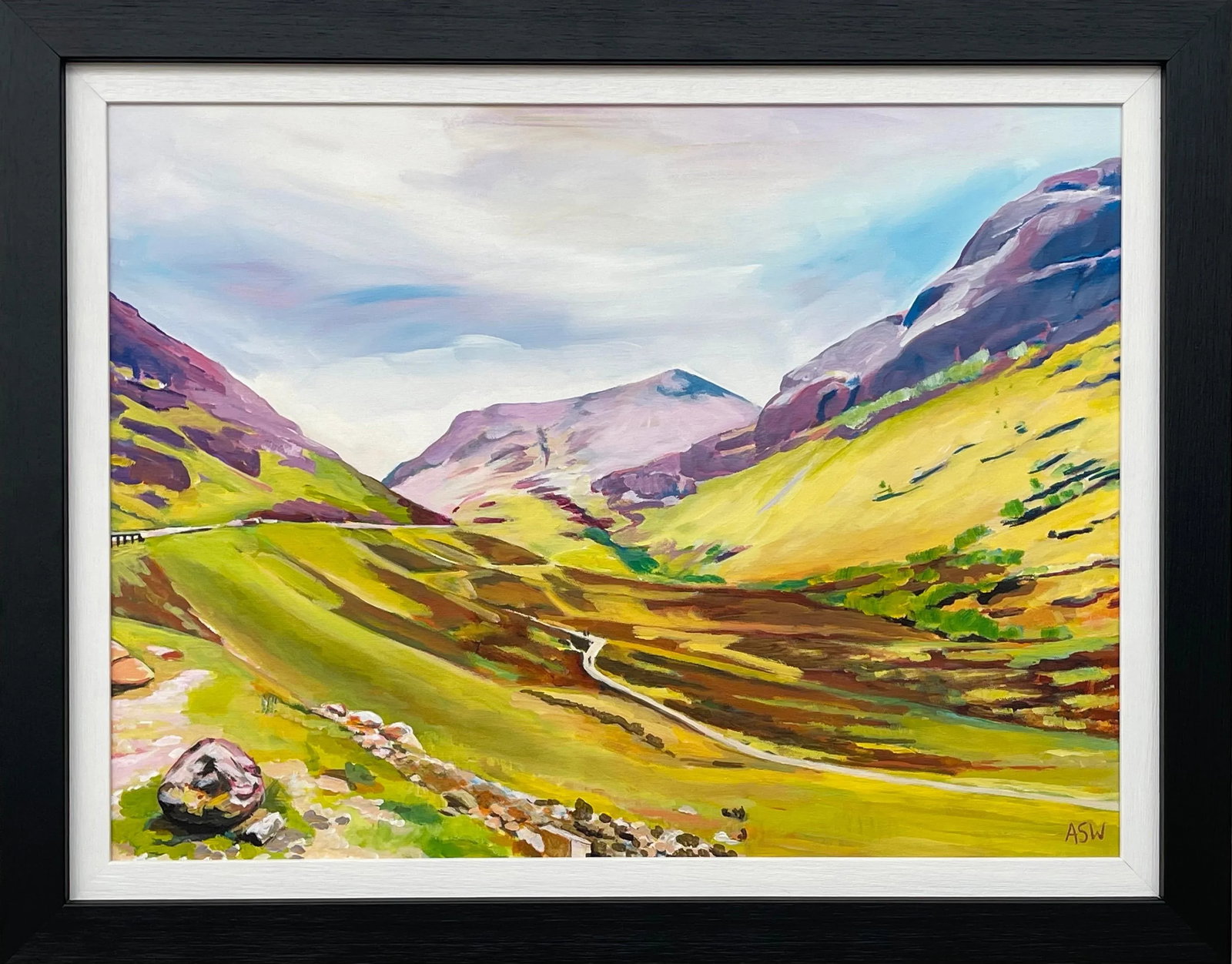 Colourful Green & Purple Abstract Landscape Painting of the Scottish Highlands by Contemporary Artis - 11