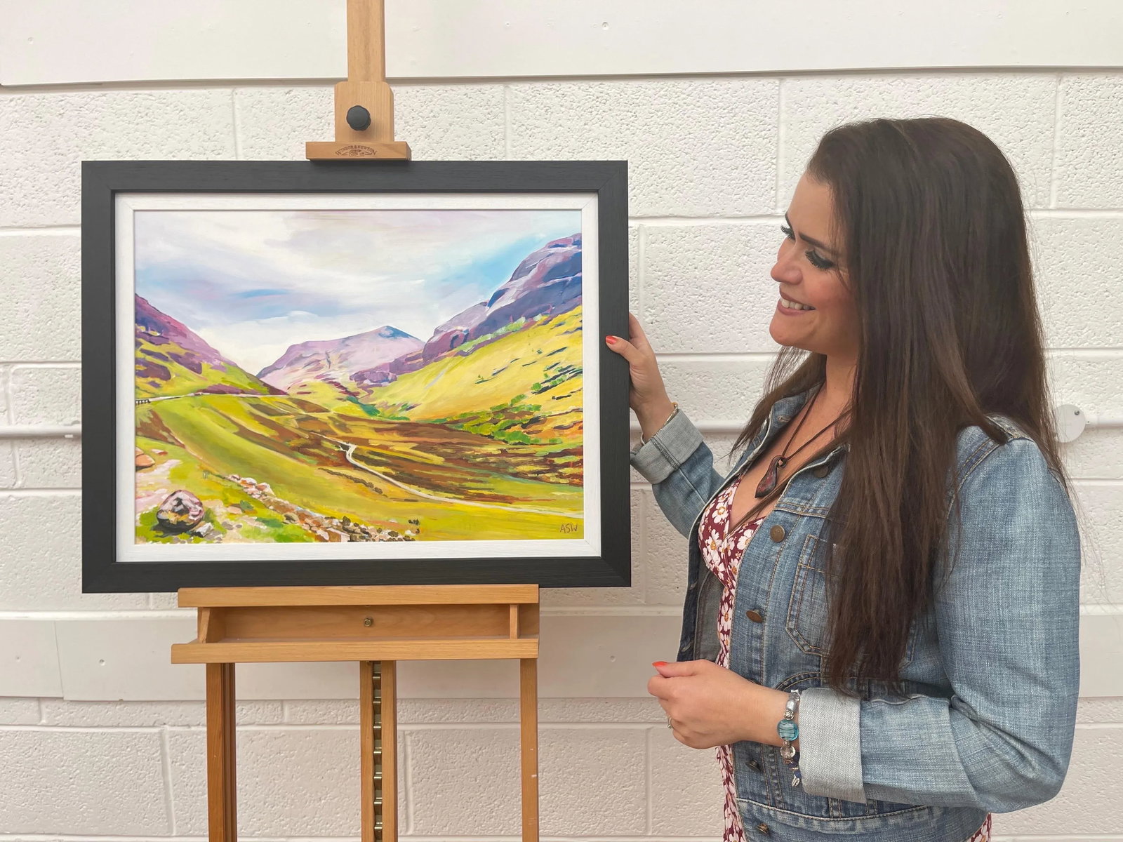 Colourful Green & Purple Abstract Landscape Painting of the Scottish Highlands by Contemporary Artis - 2