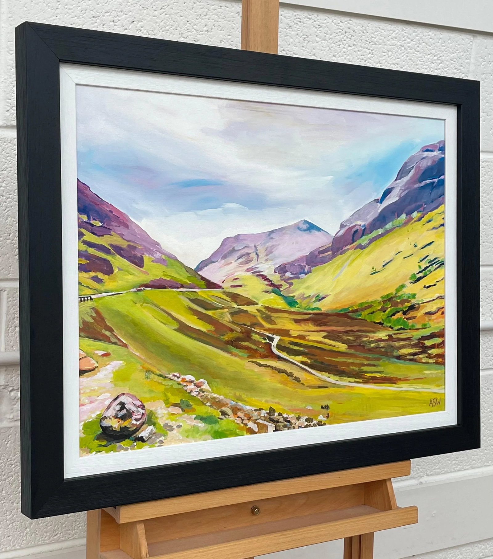 Colourful Green & Purple Abstract Landscape Painting of the Scottish Highlands by Contemporary Artis - 3