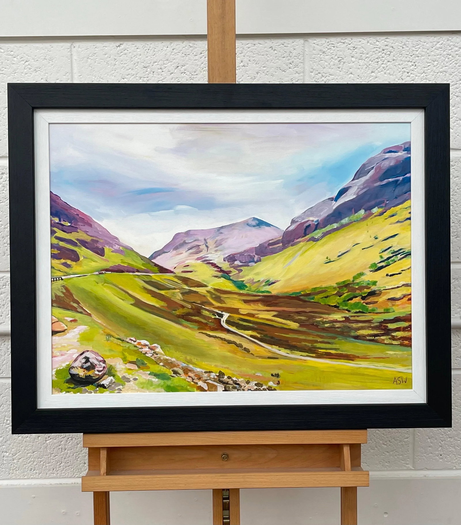Colourful Green & Purple Abstract Landscape Painting of the Scottish Highlands by Contemporary Artis - 4