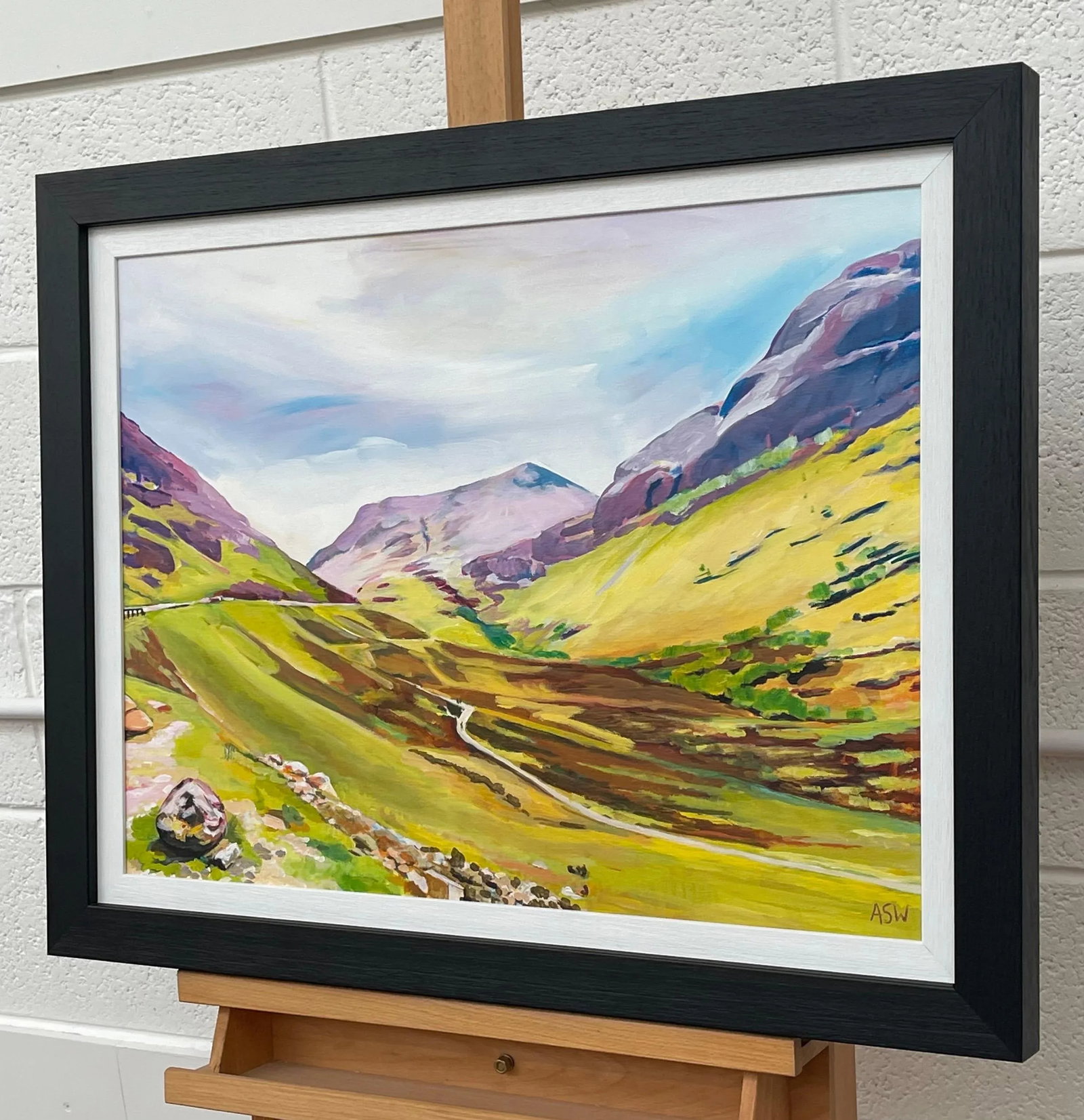 Colourful Green & Purple Abstract Landscape Painting of the Scottish Highlands by Contemporary Artis - 5