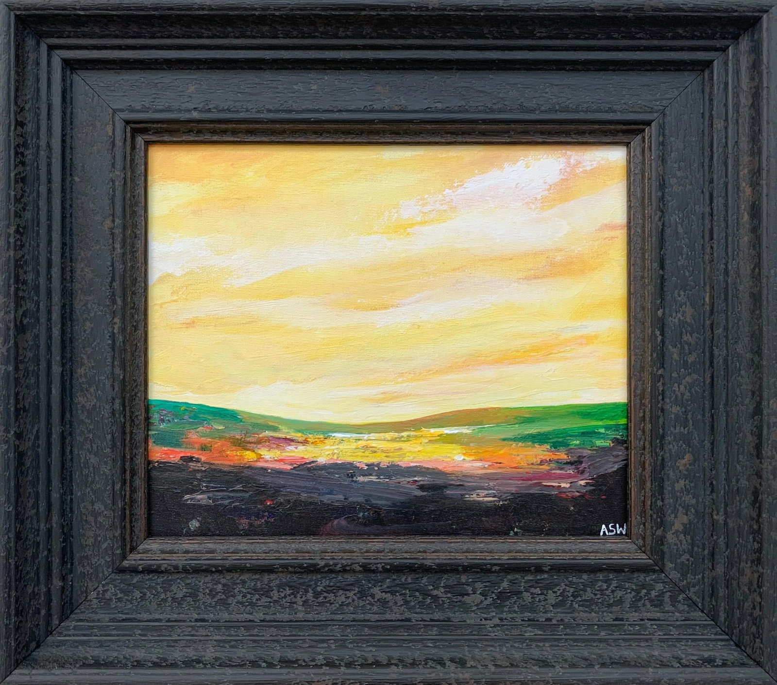 Angela Wakefield, Abstract Landscape Painting with Green & Yellow from British Contemporary Artist, - 13