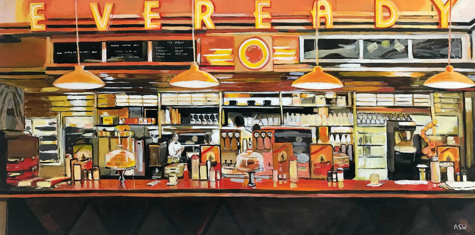 American Diner Still Life Painting by Leading British Urban Landscape Artist - 2