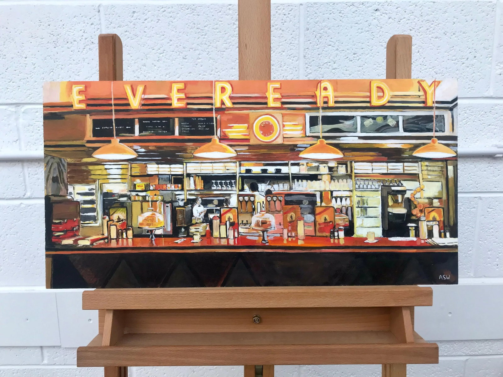 American Diner Still Life Painting by Leading British Urban Landscape Artist - 3