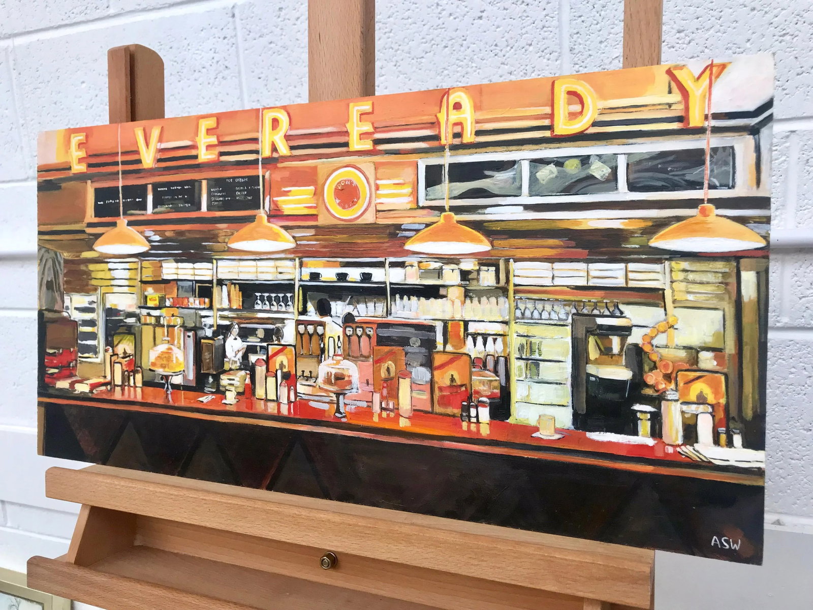 American Diner Still Life Painting by Leading British Urban Landscape Artist - 4