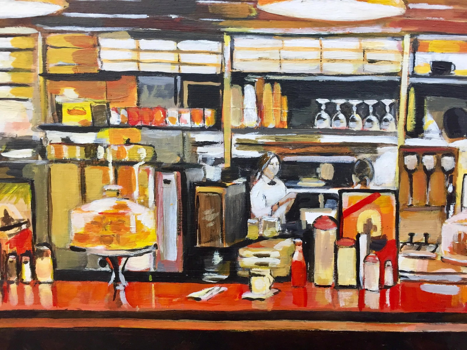 American Diner Still Life Painting by Leading British Urban Landscape Artist - 6