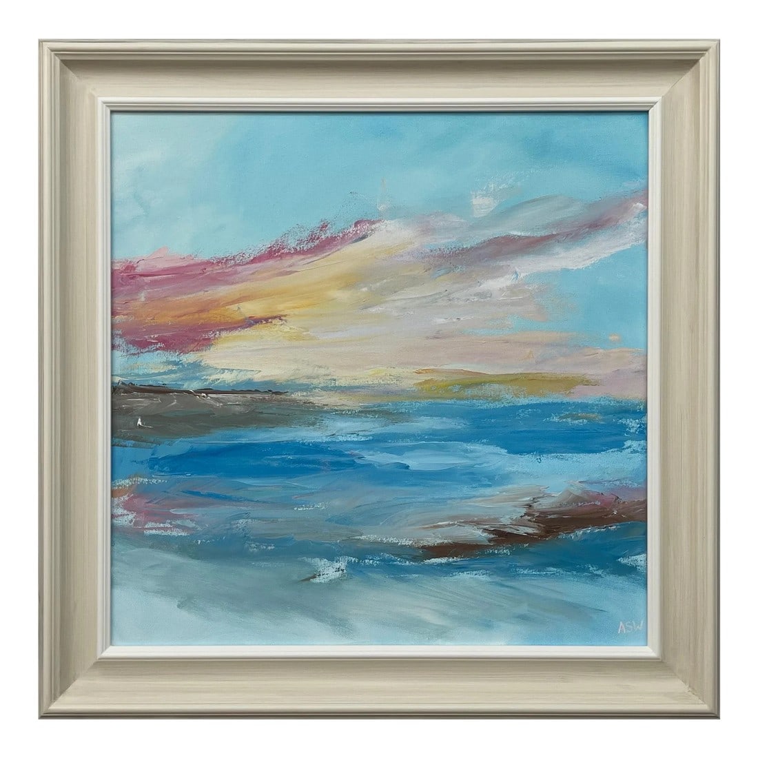 Seascape Cloudscape Skyscape Impressionist Landscape by Contemporary British Artist: Seascape Cloud Skyscape Abstract Impressionist Landscape by Contemporary British Artist, Angela Wakefield. This unique original forms part of a new body of work based on human emotions, and explores t