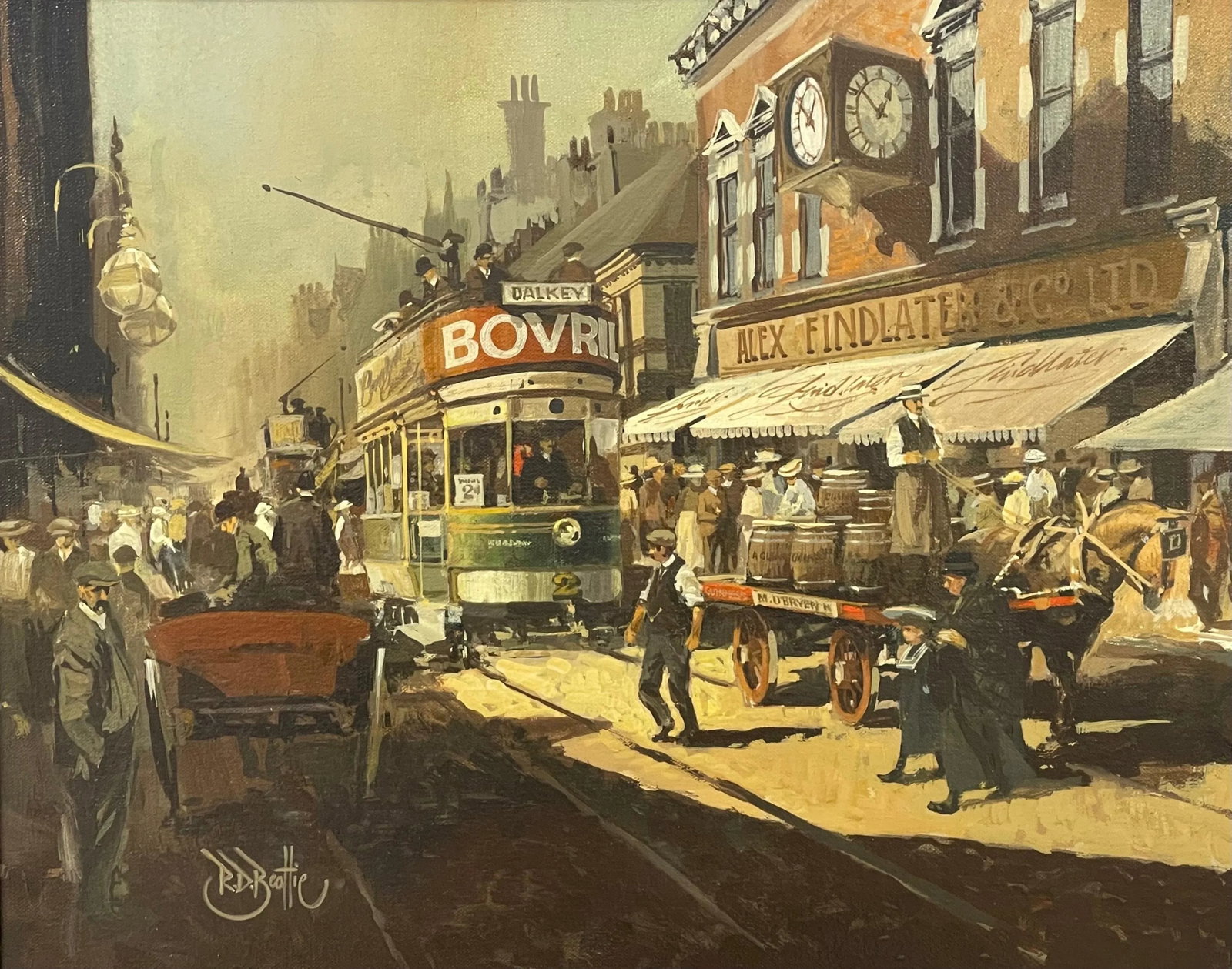 Robert D Beattie, Oil Painting of Kingstown Dublin in 1910 by Modern Impressionist Irish Artist, 195 - 11