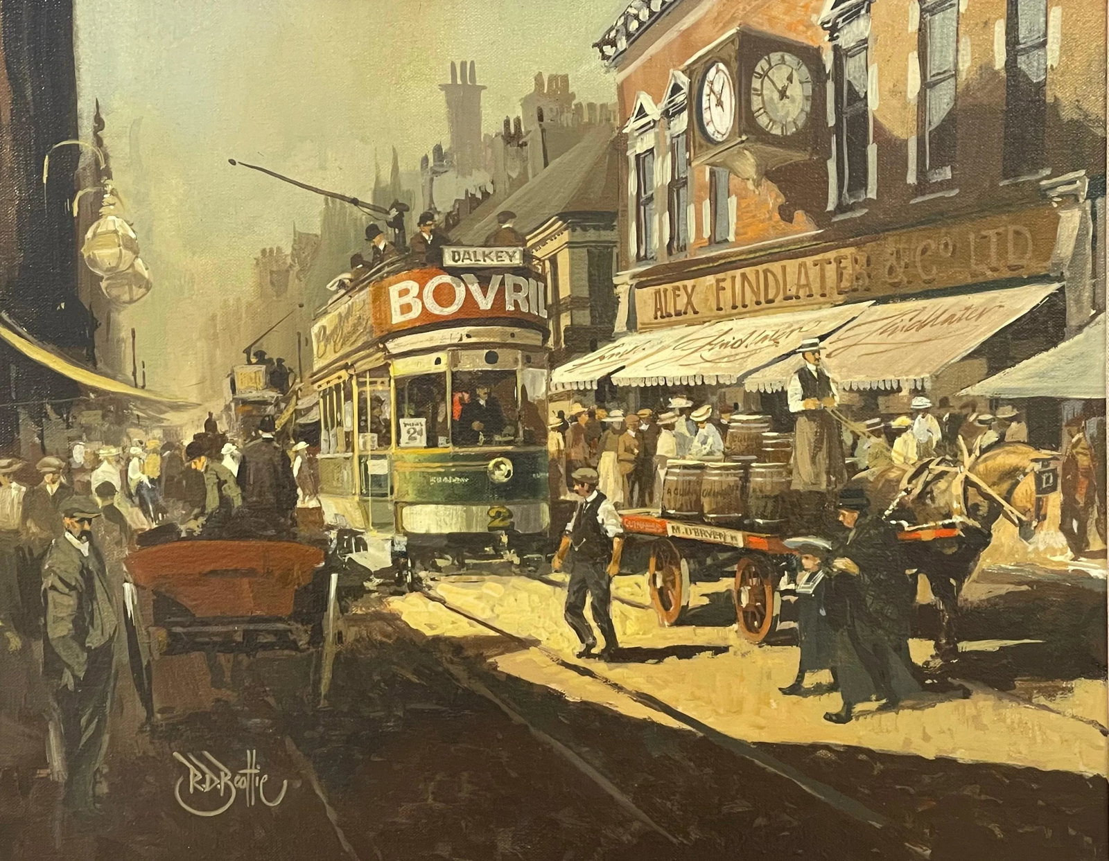 Robert D Beattie, Oil Painting of Kingstown Dublin in 1910 by Modern Impressionist Irish Artist, 195 - 2