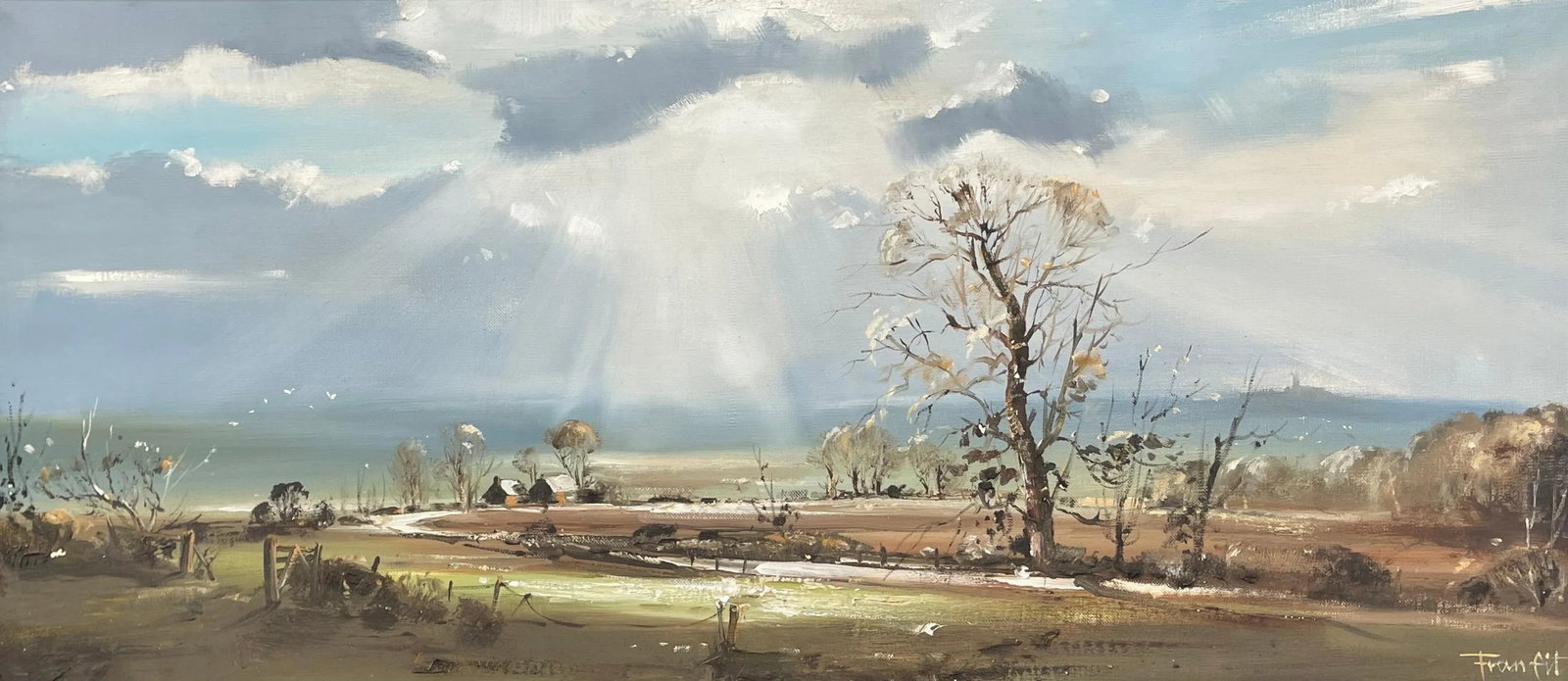 Frank Fitzsimons, Ireland Landscape with Trees, Buildings & Sun Rays by Contemporary Irish Artist, 1 - 8