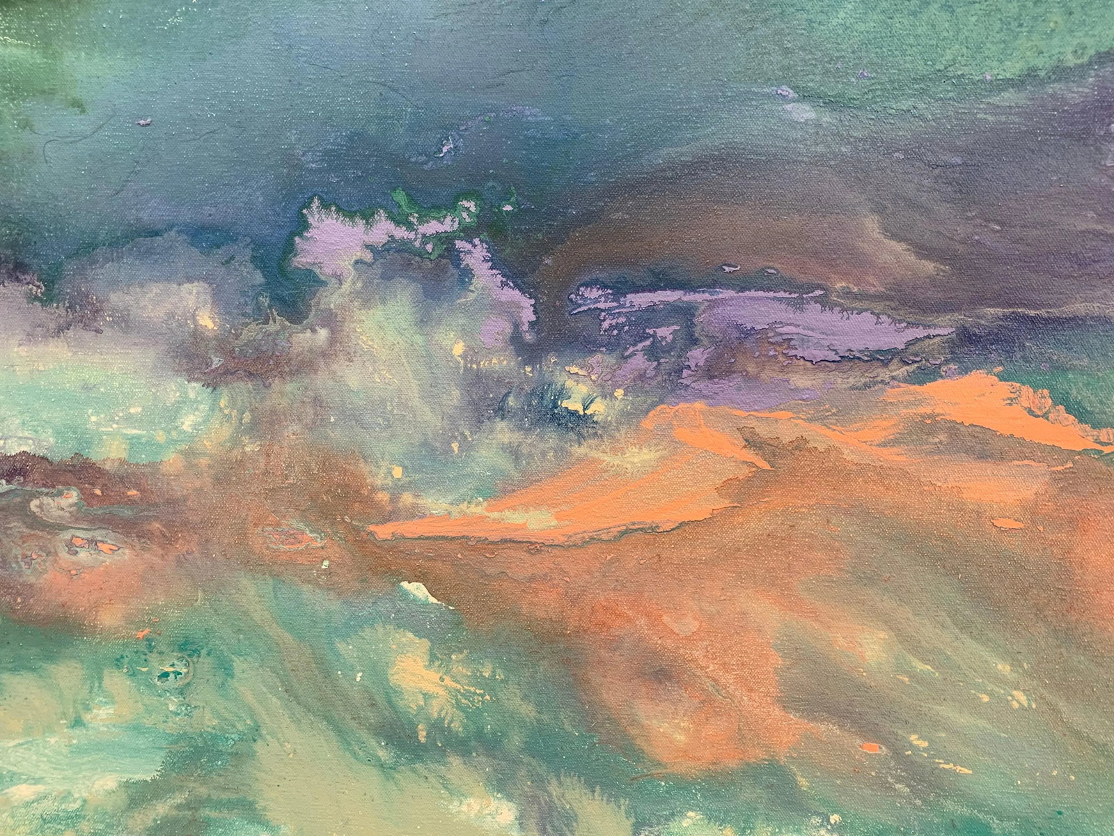 Pink Lavender Modern Abstract Landscape Painting on Canvas by British Artist, 2014 - 4