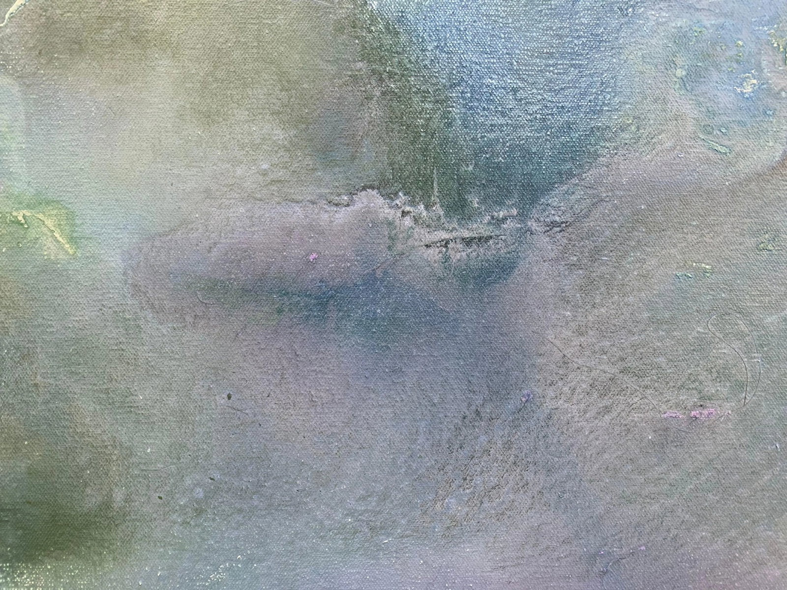 Pink Lavender Modern Abstract Landscape Painting on Canvas by British Artist, 2014 - 5