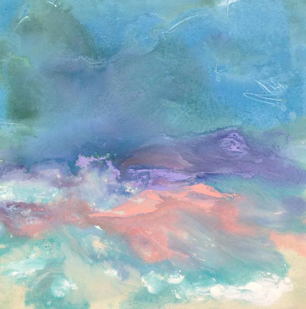 Pink Lavender Modern Abstract Landscape Painting on Canvas by British Artist, 2014 - 9