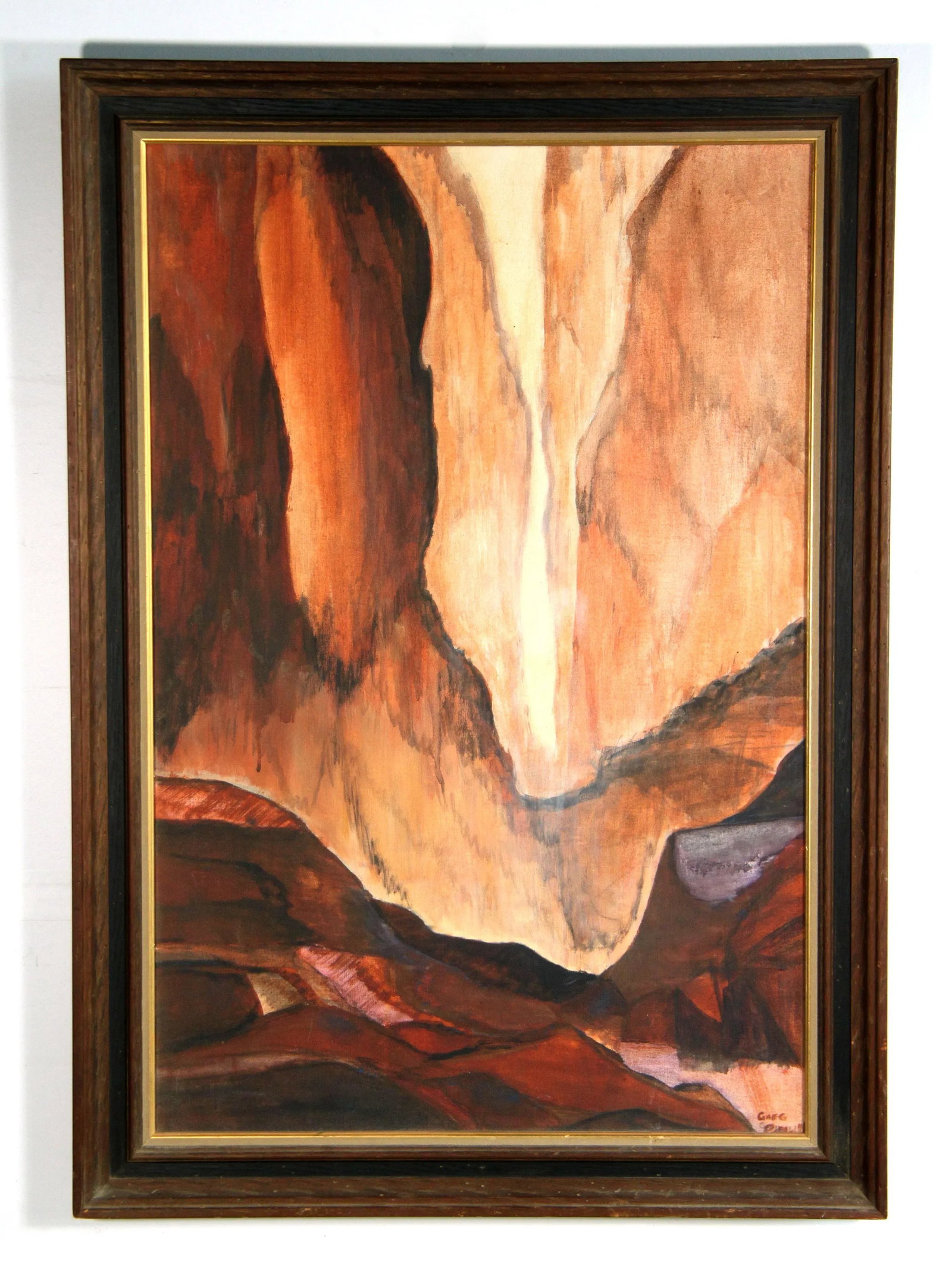 Vintage 1970's Red Rock Canyon Acrylic on Canvas Painting - 2