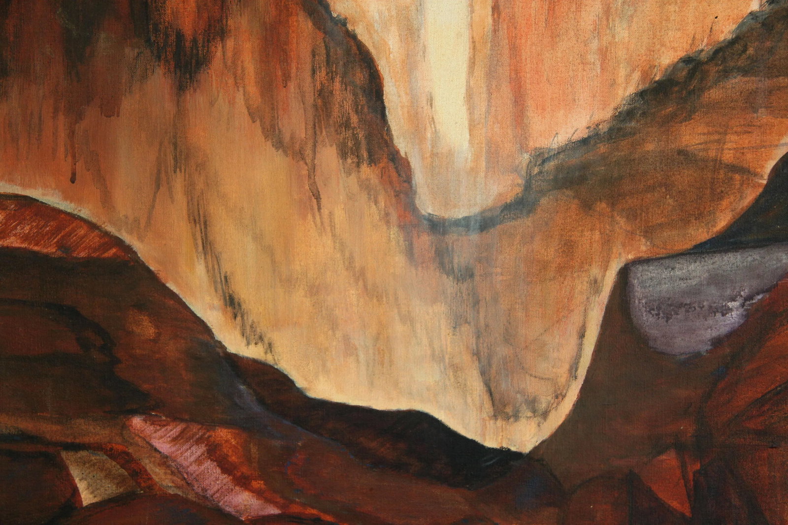 Vintage 1970's Red Rock Canyon Acrylic on Canvas Painting - 4