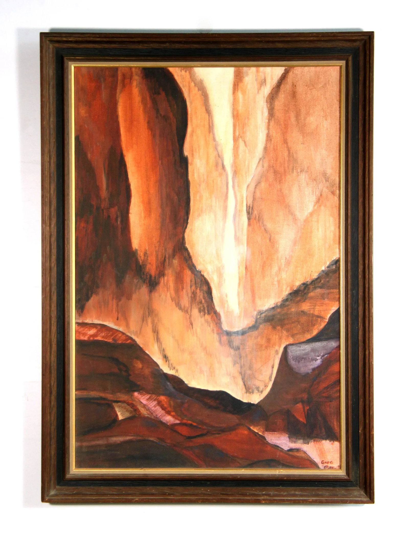 Vintage 1970's Red Rock Canyon Acrylic on Canvas Painting - 8