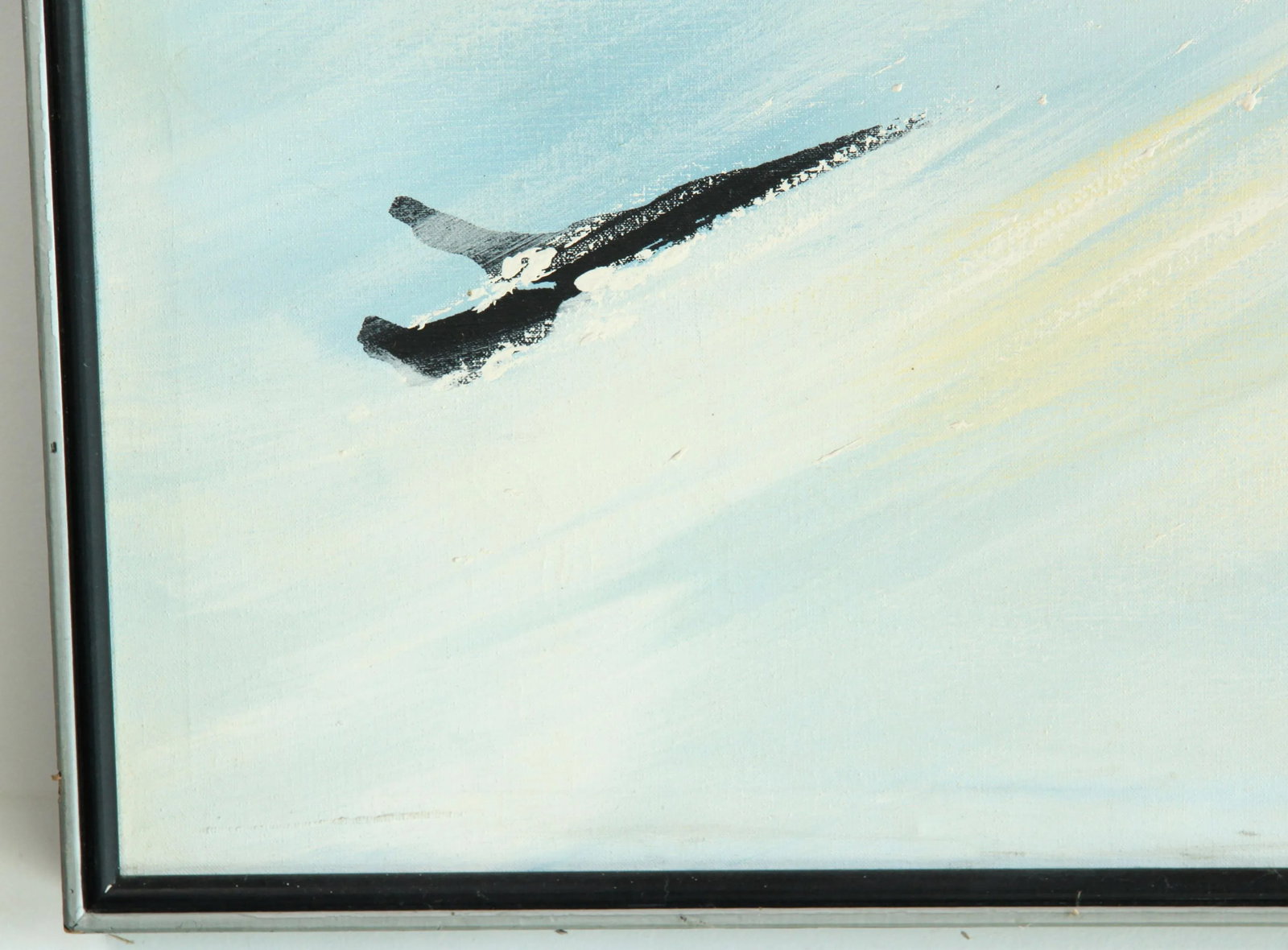 Large Scale Vintage 1970's Ski School Acrylic on Canvas Painting - 5