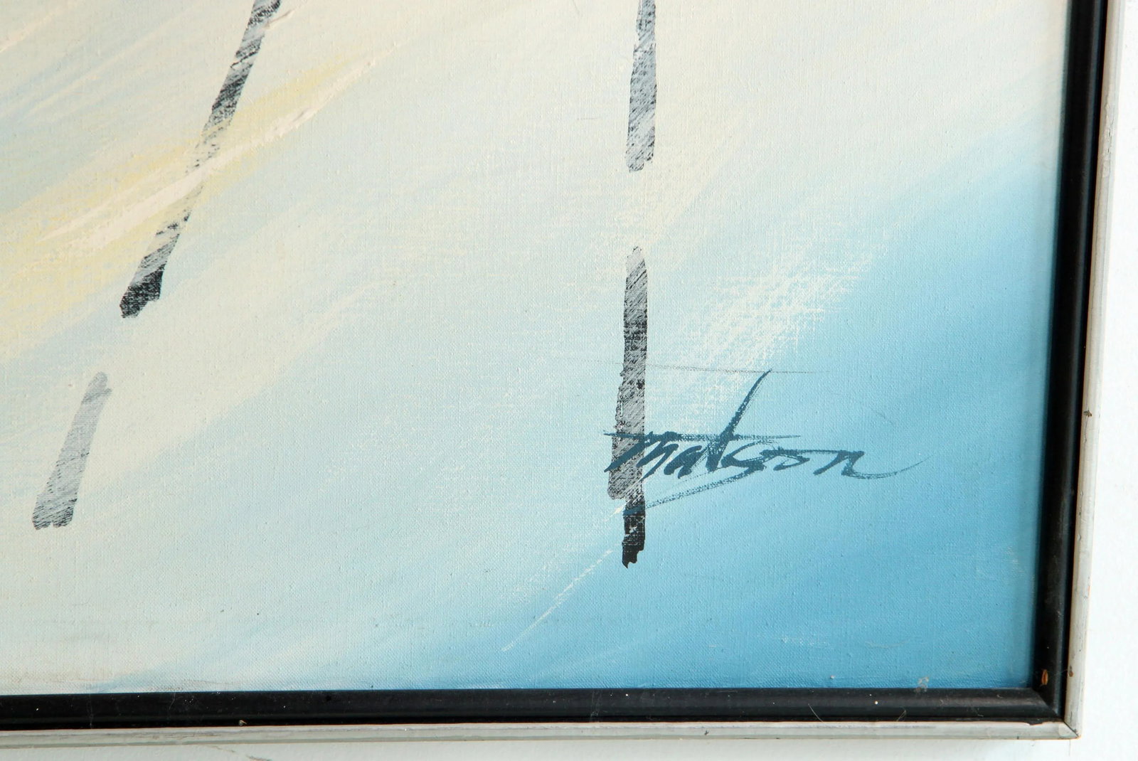 Large Scale Vintage 1970's Ski School Acrylic on Canvas Painting - 7