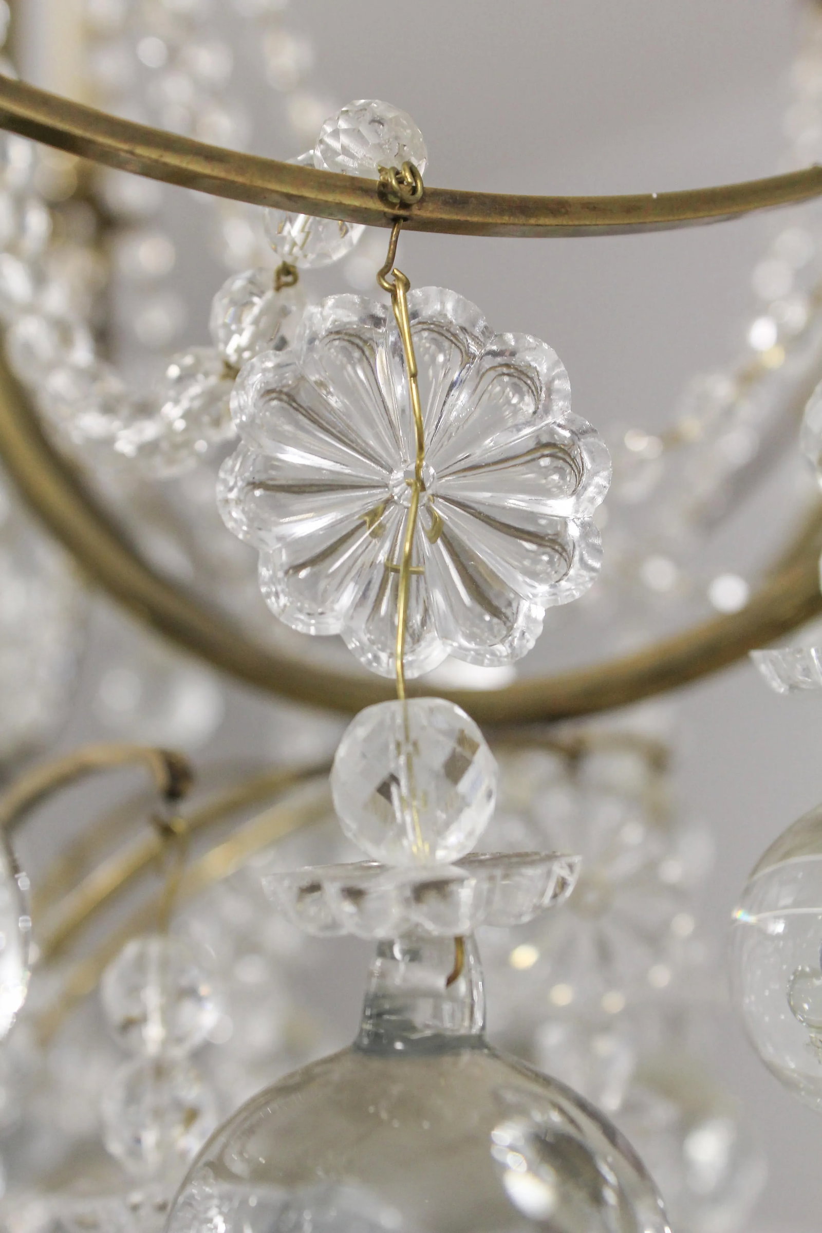 High Quality Brass & Sphere Crystal Ball Chandelier - 11