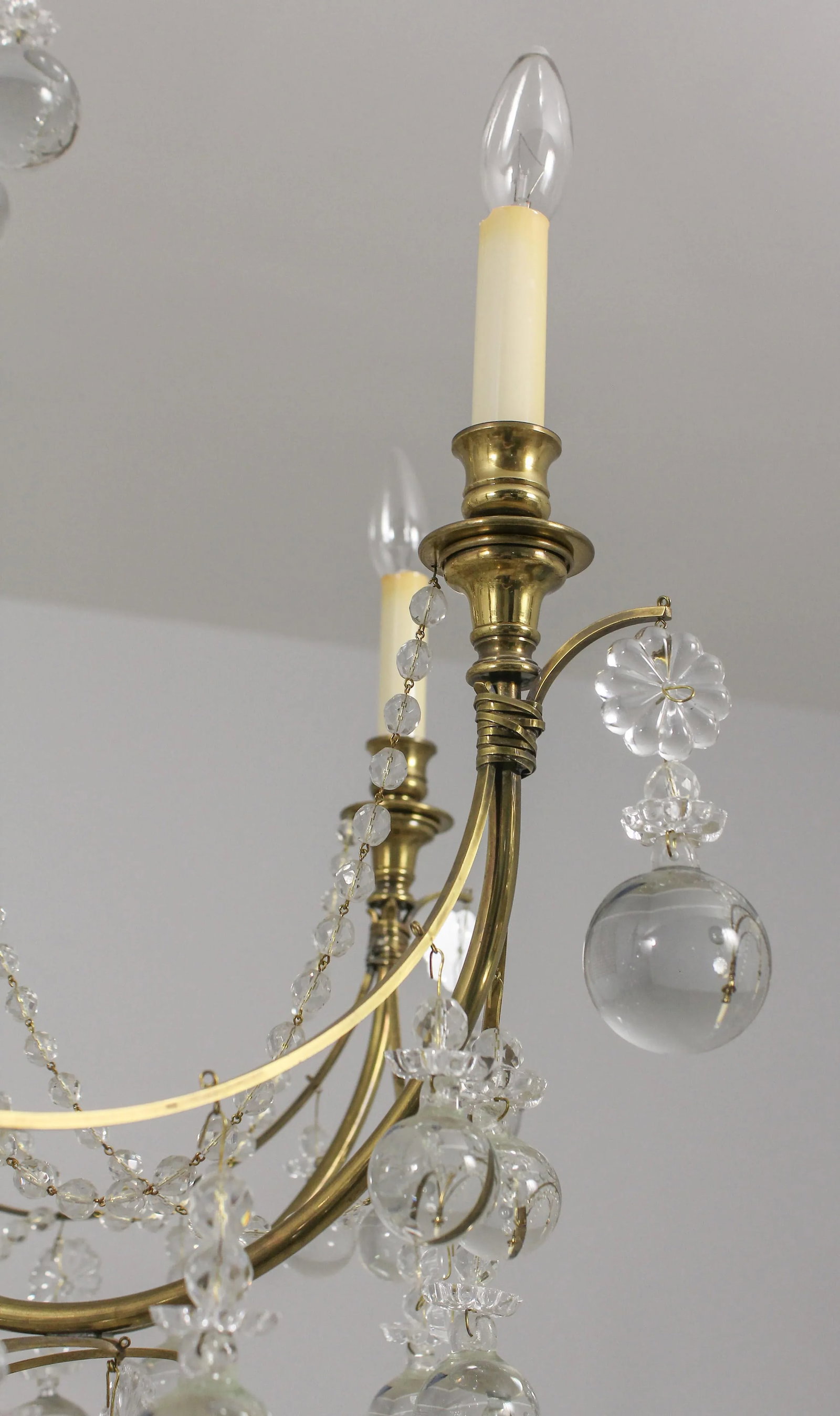 High Quality Brass & Sphere Crystal Ball Chandelier - 3