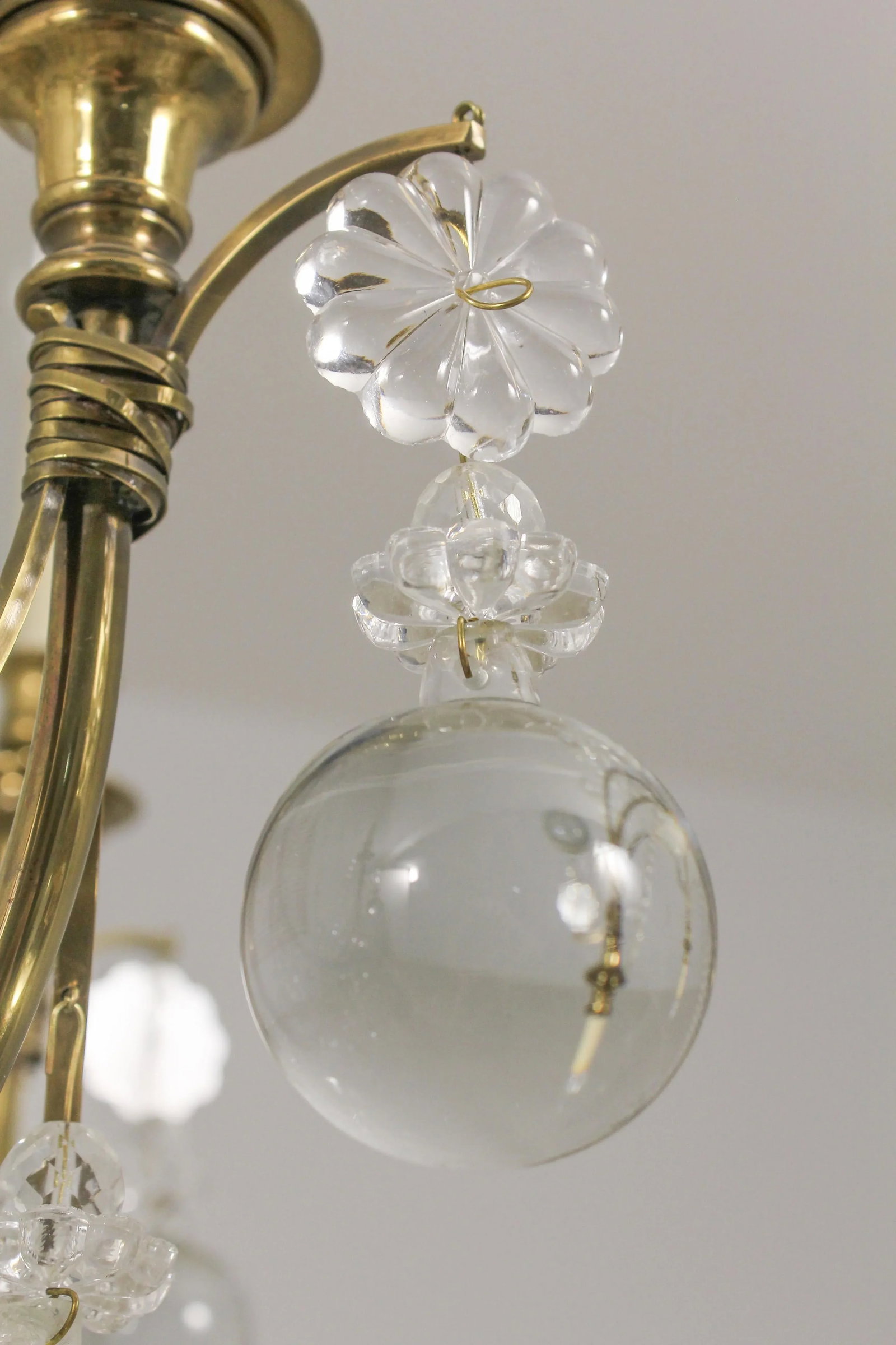 High Quality Brass & Sphere Crystal Ball Chandelier - 4