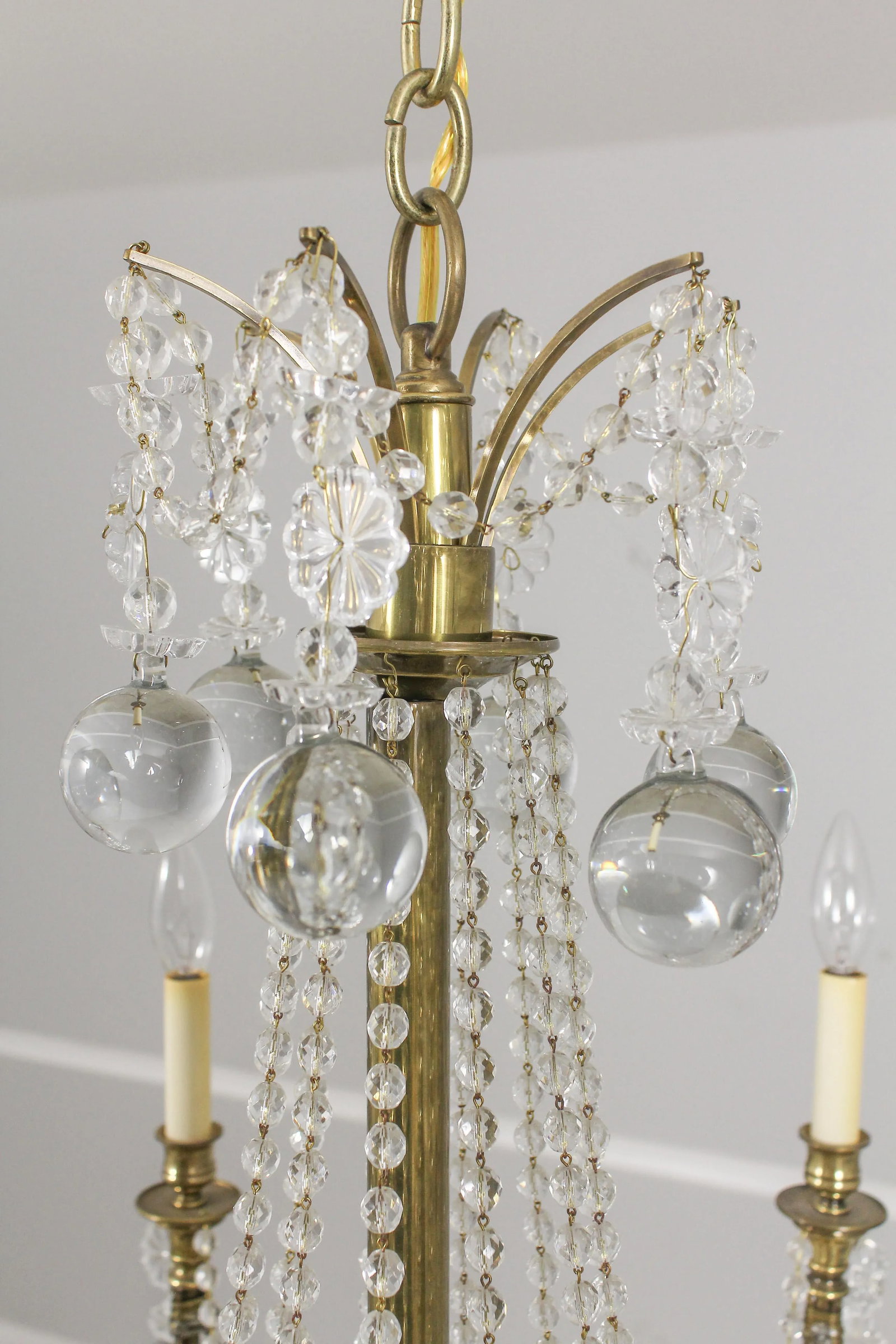 High Quality Brass & Sphere Crystal Ball Chandelier - 6