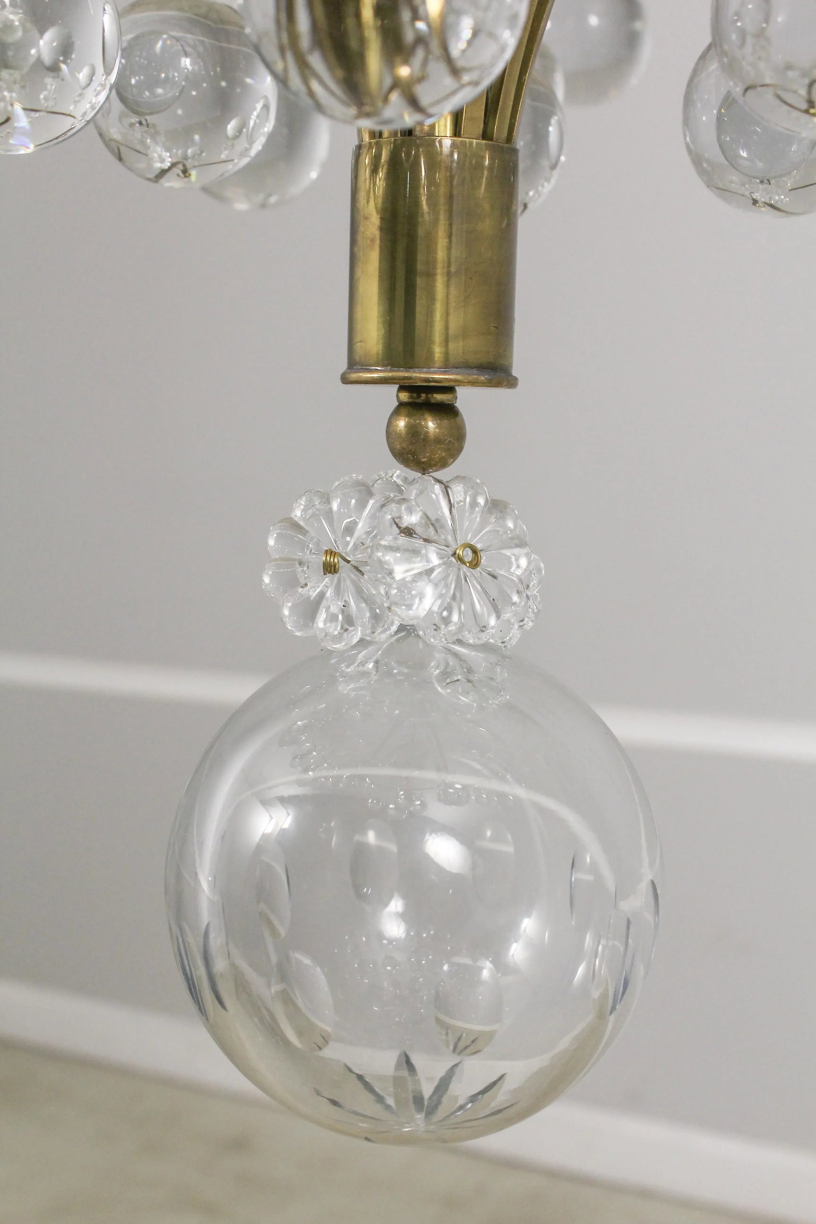 High Quality Brass & Sphere Crystal Ball Chandelier - 7