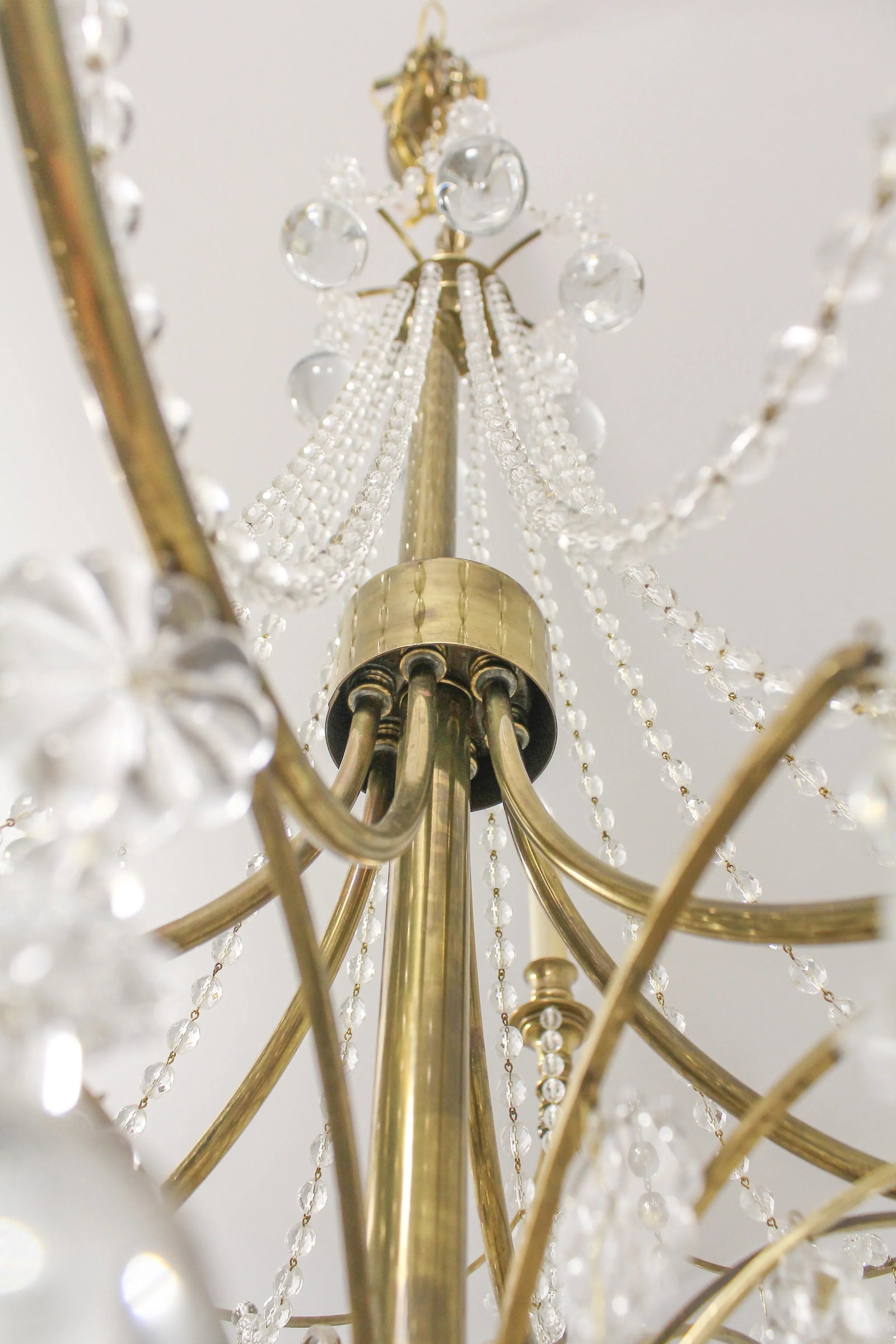 High Quality Brass & Sphere Crystal Ball Chandelier - 8