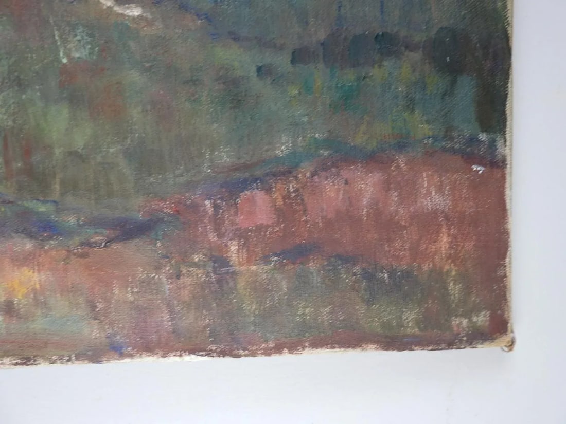 Early 20th Century Impressionist Lone Tree Stormy Landscape Painting - 5