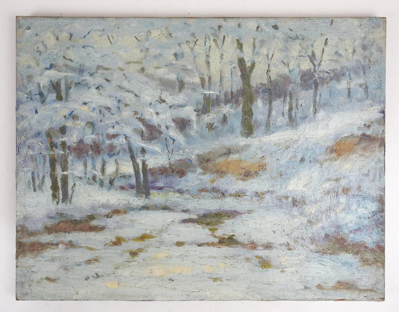 Early 20th Century Charles Meurer Impressionist Winter Landscape Painting - 8