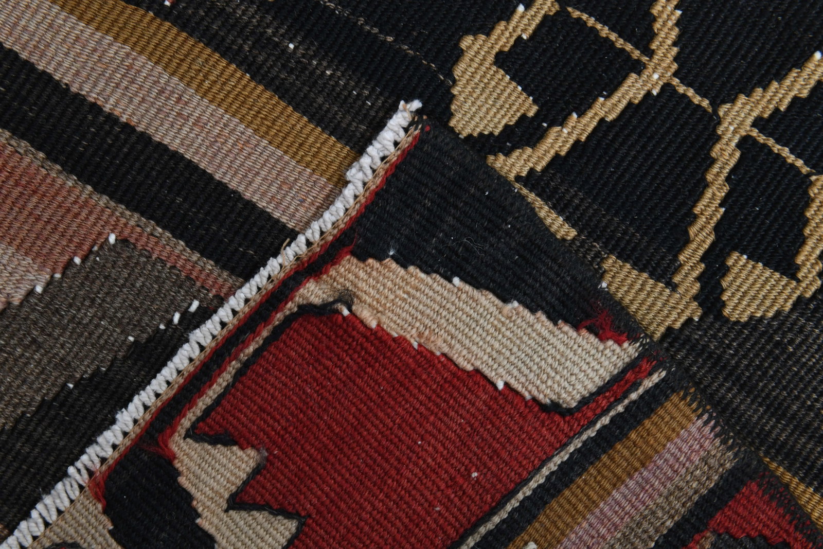 1970s Turkish Oushak Handmade Wool Cotton Brown Kilim Runner Rug - 4