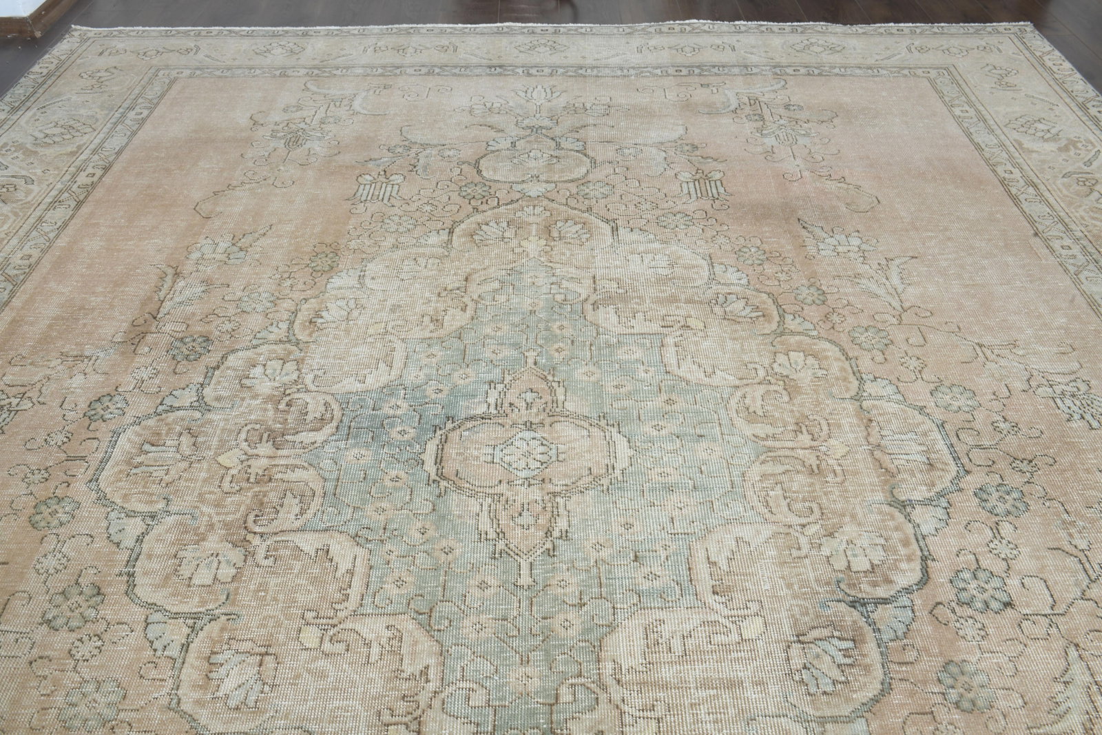 1970s Vintage Persian Handmade Wool Cotton Orange Area Rug - 5
