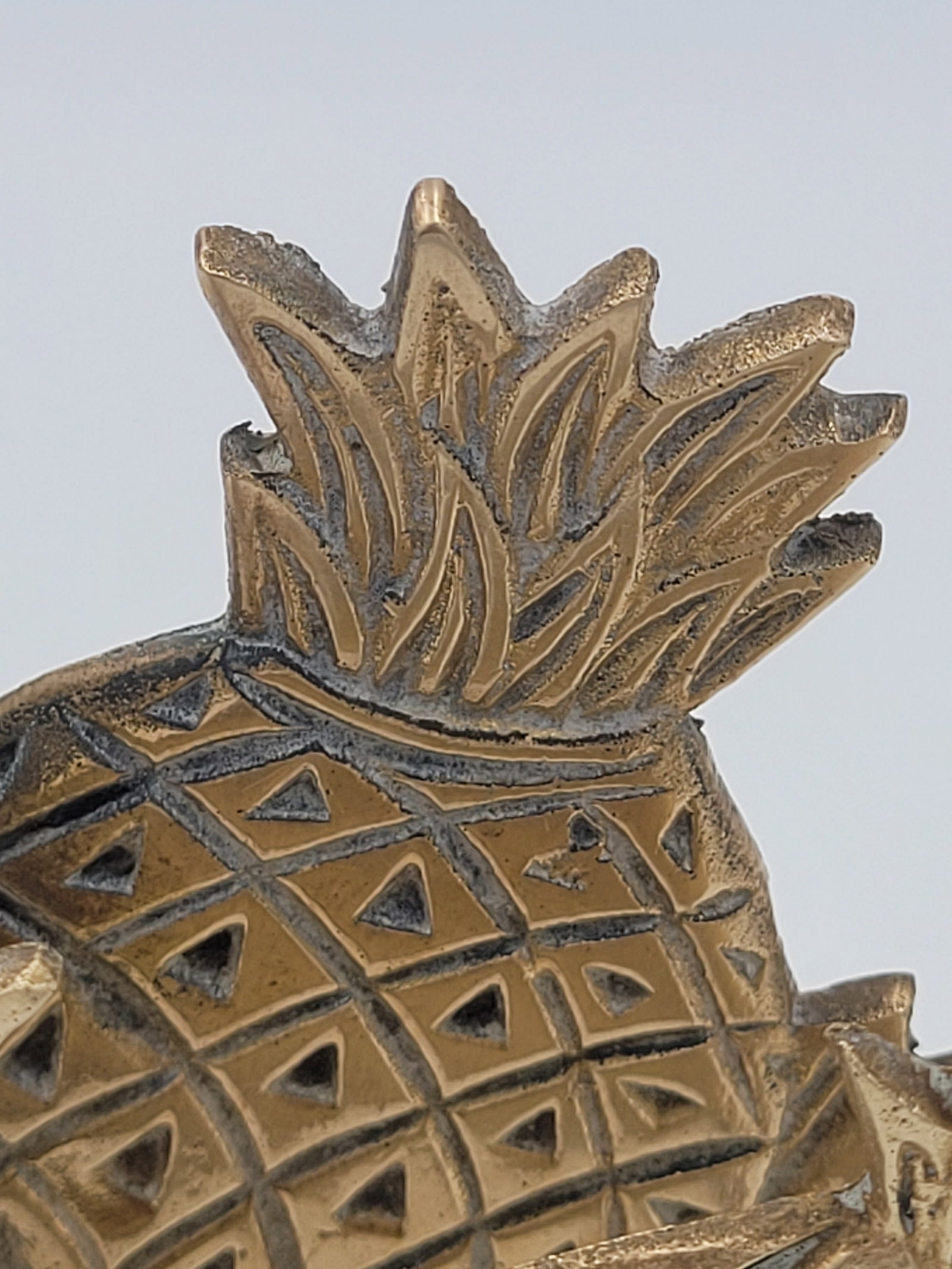 Vintage Hollywood Regency Solid Brass Pineapple Napkin Holder - 7