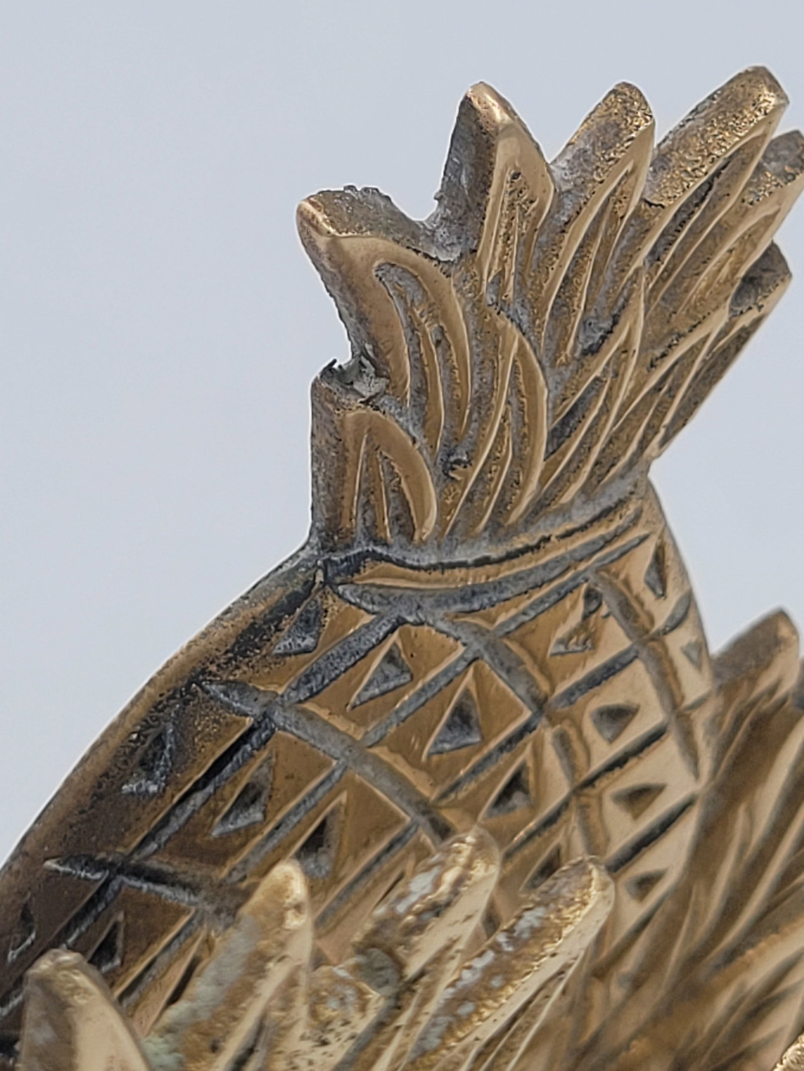 Vintage Hollywood Regency Solid Brass Pineapple Napkin Holder - 8