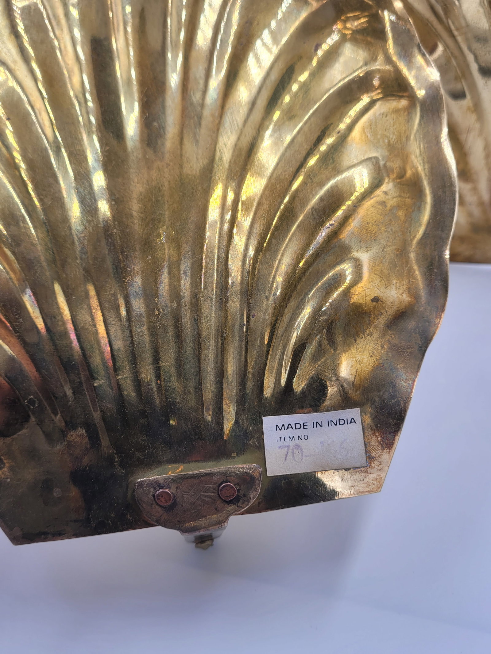 Mid 20th Century Hollywood Regency Scalloped Brass Shell Wall Sconce - Pair - 5