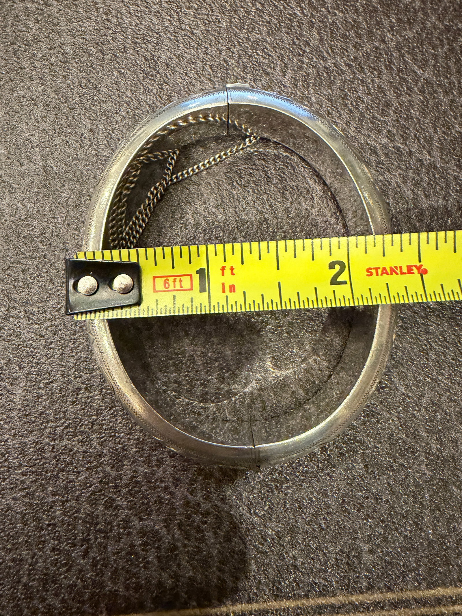 Vintage Art Nouveau Style Hinged Bangle Bracelet in Sterling Silver - 5