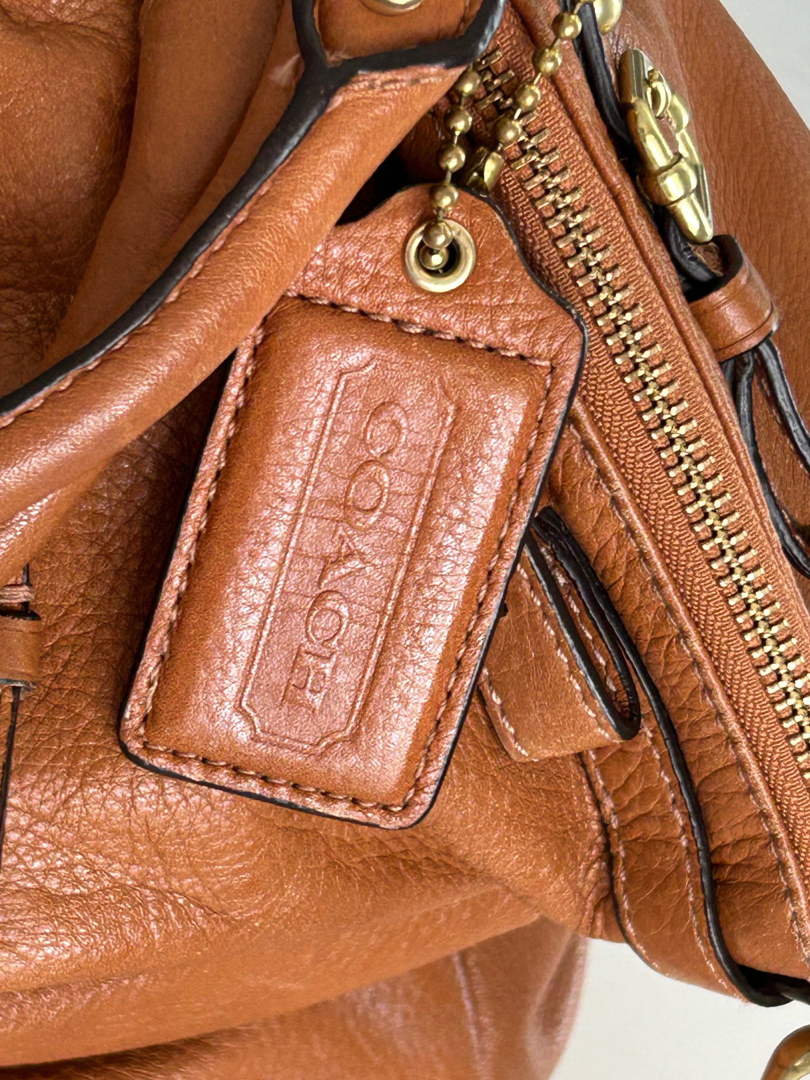 Coach Madison Lindsey Satchel – Luxury Leather Handbag, Pleated Front, Gold Hardware, - 12