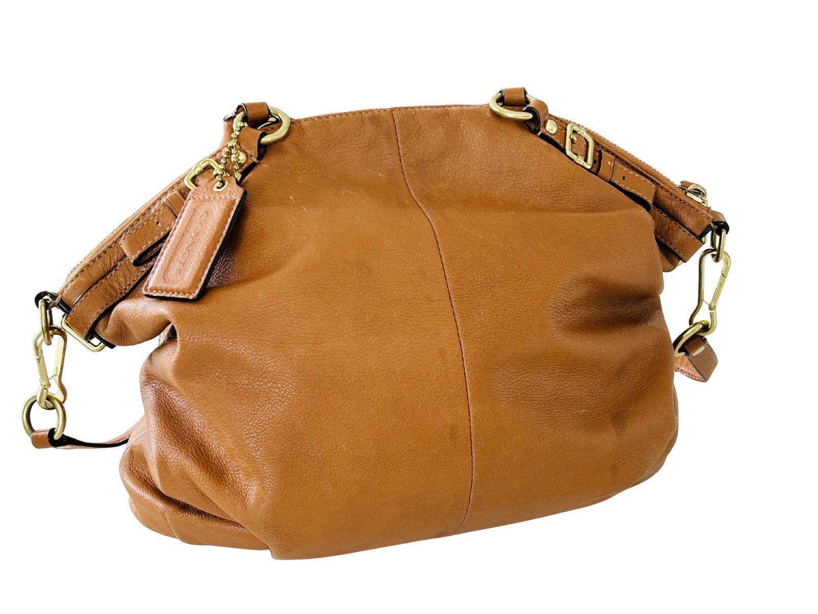 Coach Madison Lindsey Satchel – Luxury Leather Handbag, Pleated Front, Gold Hardware, - 6