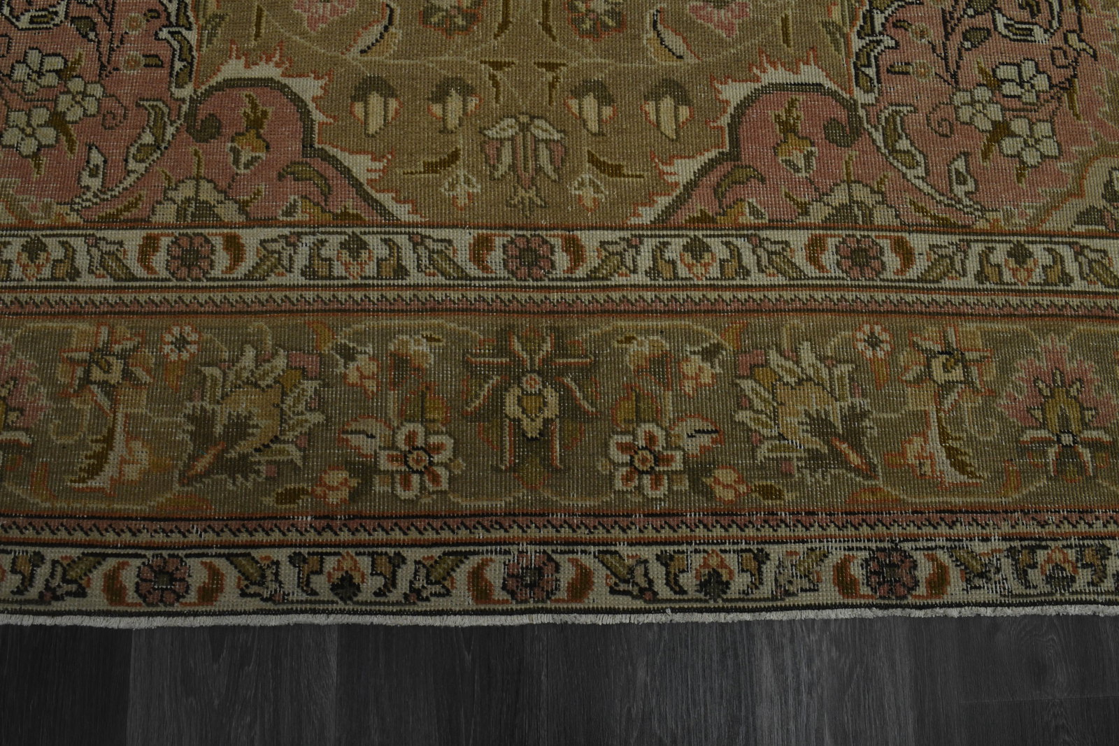 1970s Vintage Persian Handmade Wool Cotton Green Area Rug - 5